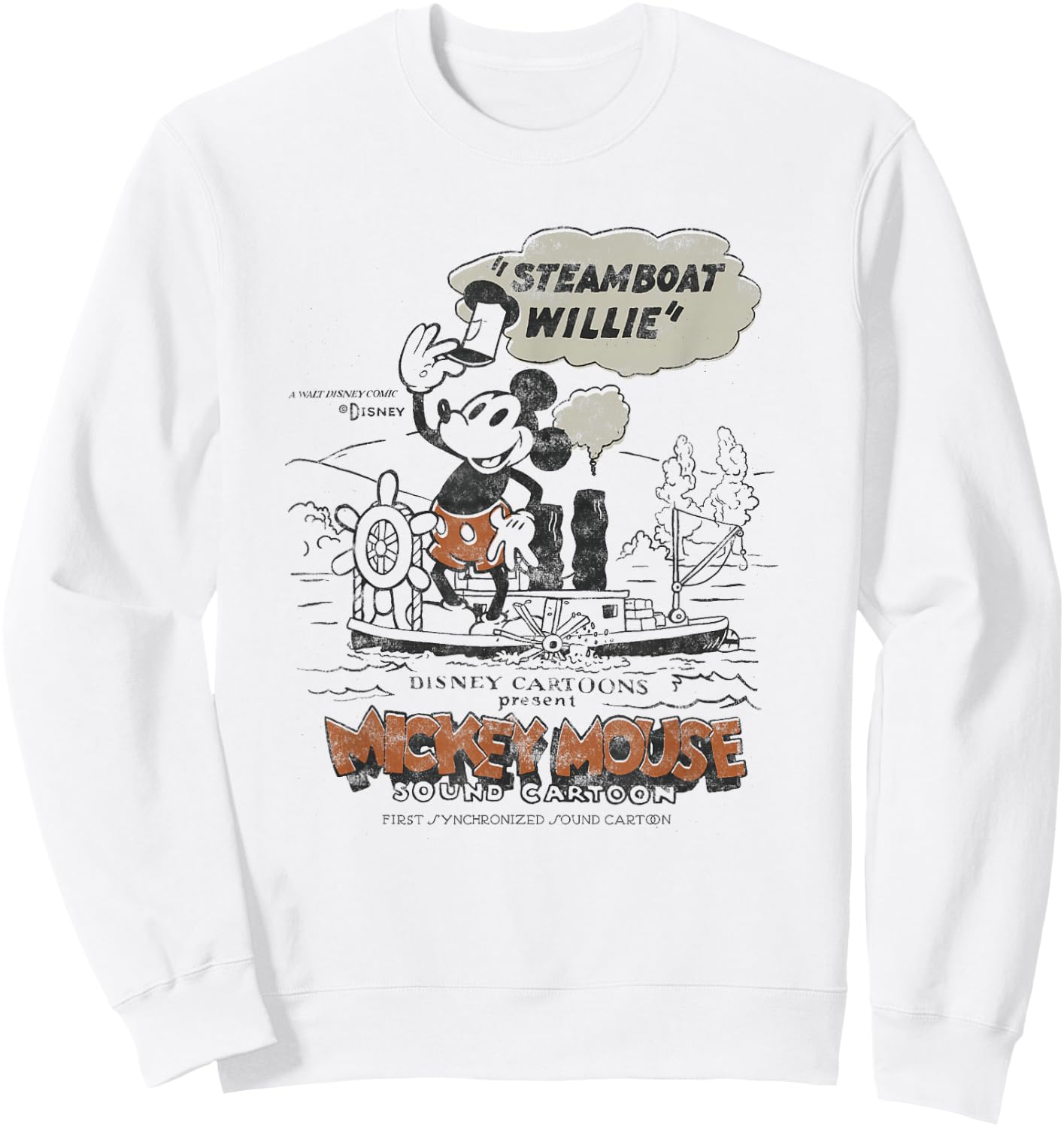 Disney 100 Mickey Mouse Steamboat Willie Sound Cartoon D100 Sweatshirt - Sweatshirt | White