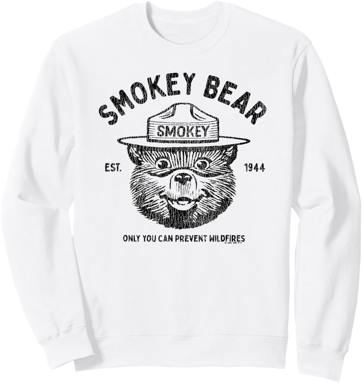 Vintage Smokey Bear Logo Only You Can Prevent Wildfires Sweatshirt - Sweatshirt | White