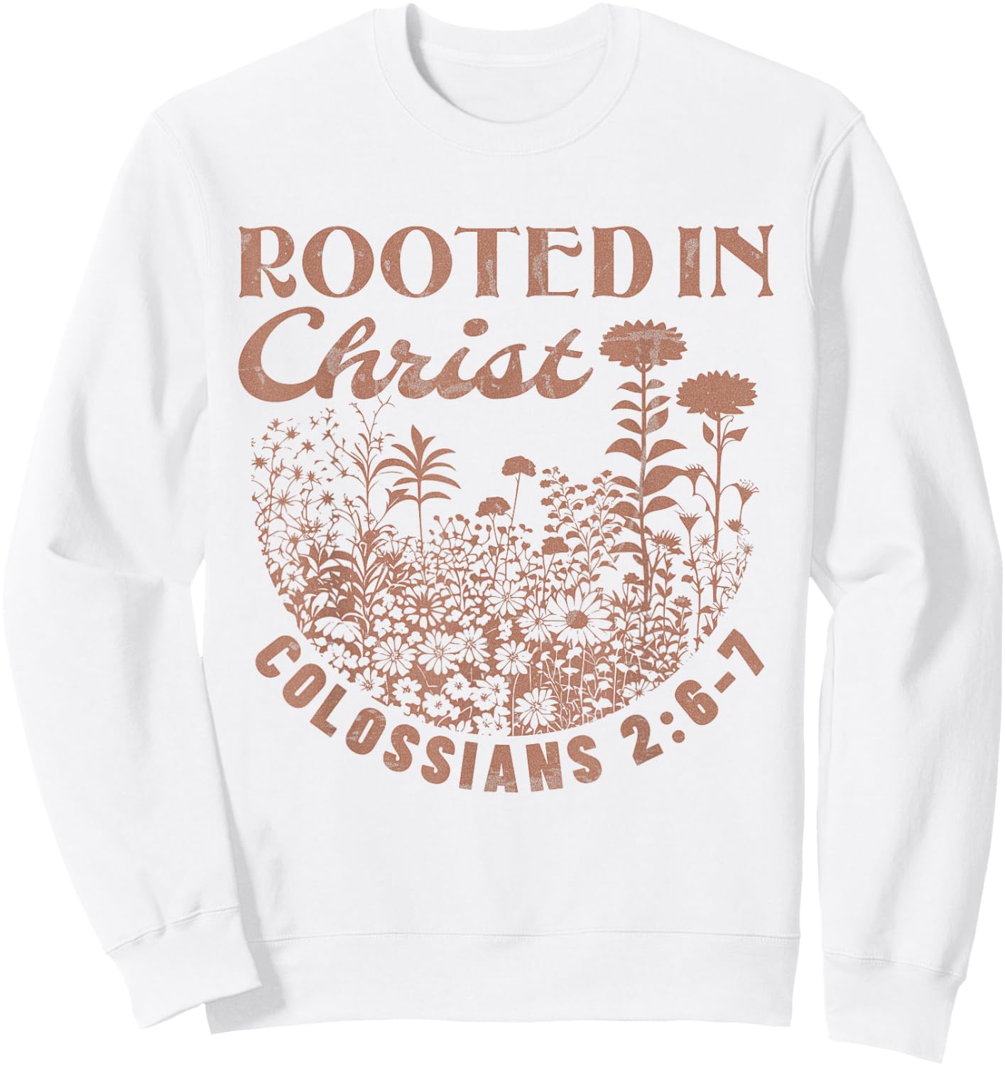 Colossians 2:7 Roots in Christ Scripture Christian Vintage Sweatshirt - Sweatshirt | White