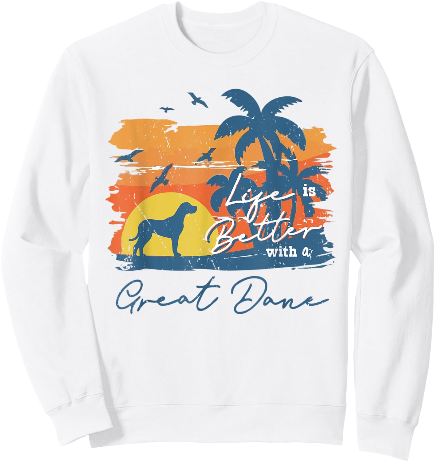 Great Dane Life is Better Vintage Sunset Sweatshirt - Sweatshirt | White