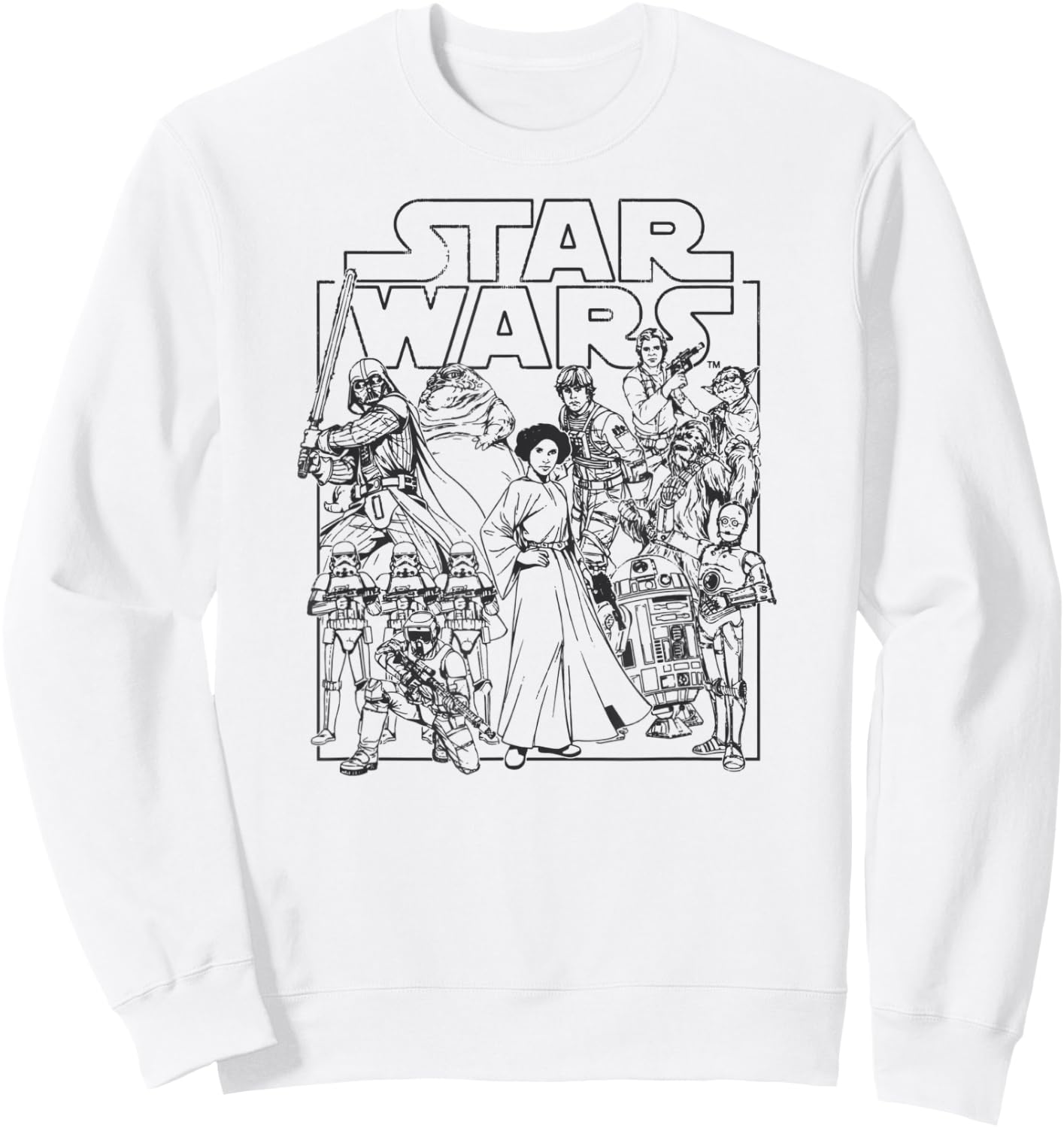 Amazon Essentials Star Wars Kids' Retro Movie Poster Group Pose , White, Small Sweatshirt - Sweatshirt | White
