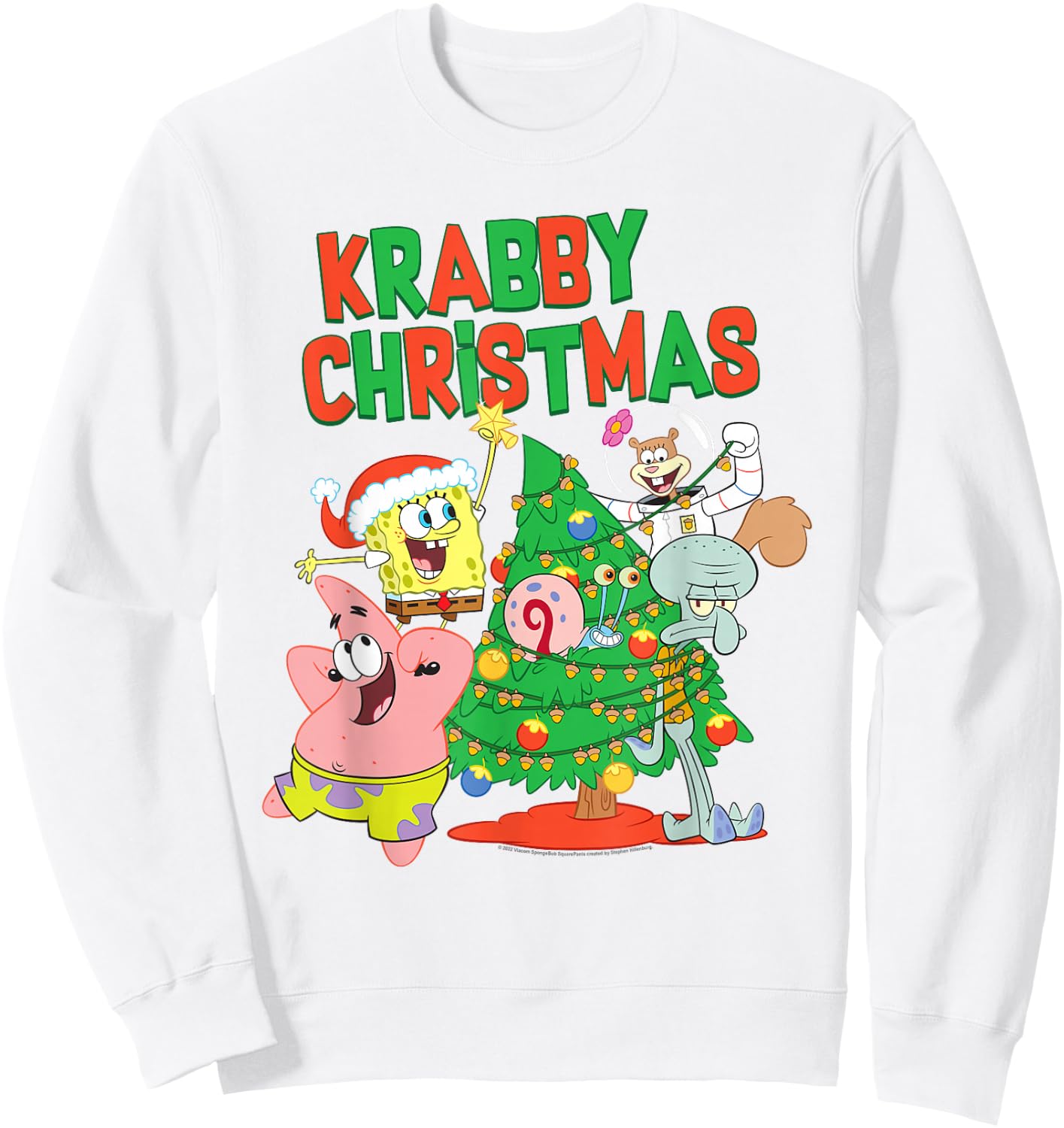 SpongeBob SquarePants Merry Christmas Tree Decorating Sweatshirt - Sweatshirt | White