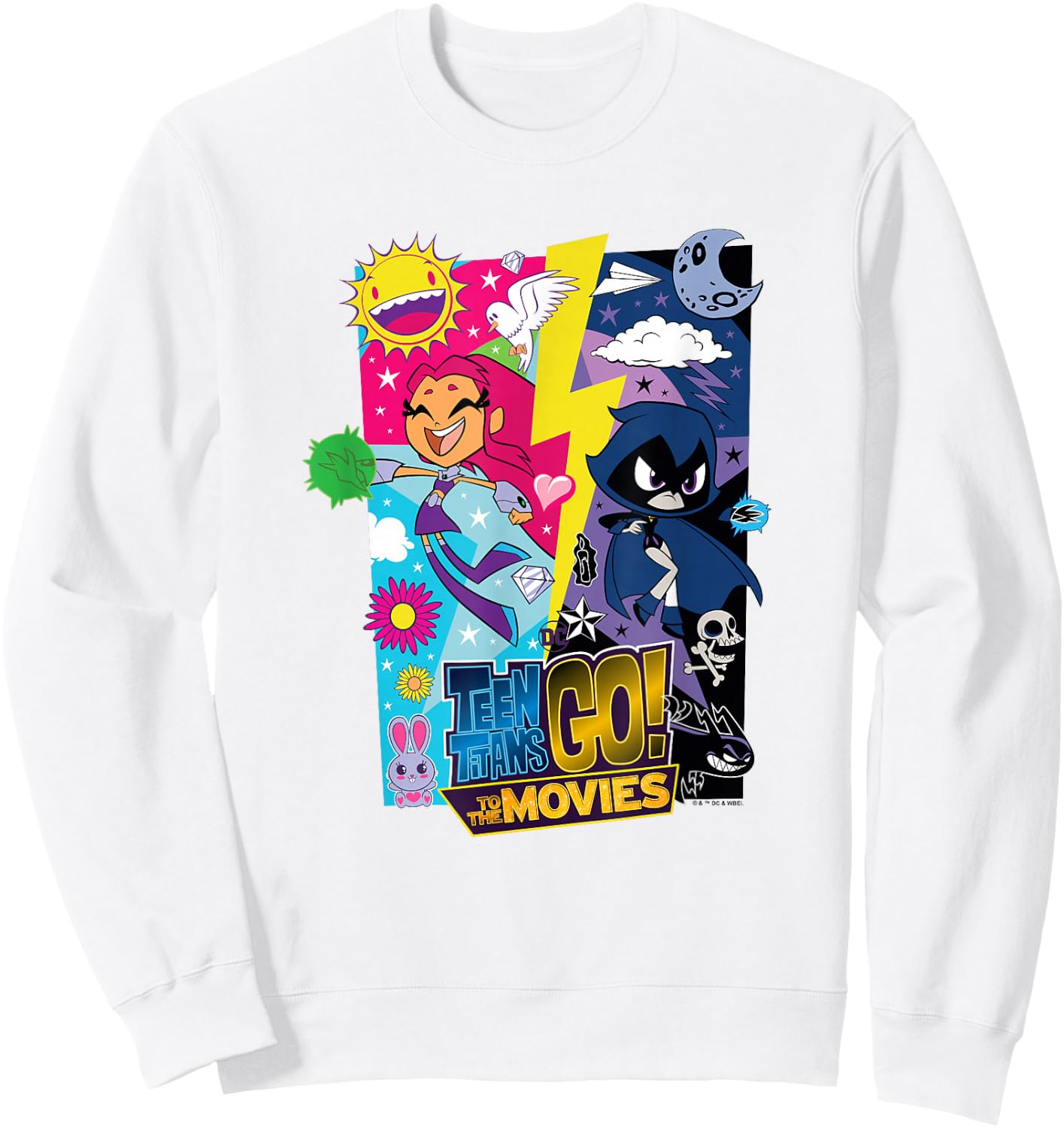 Teen Titans Go! to The Movies Light Dark Starfire Raven Duo Sweatshirt - Sweatshirt | White