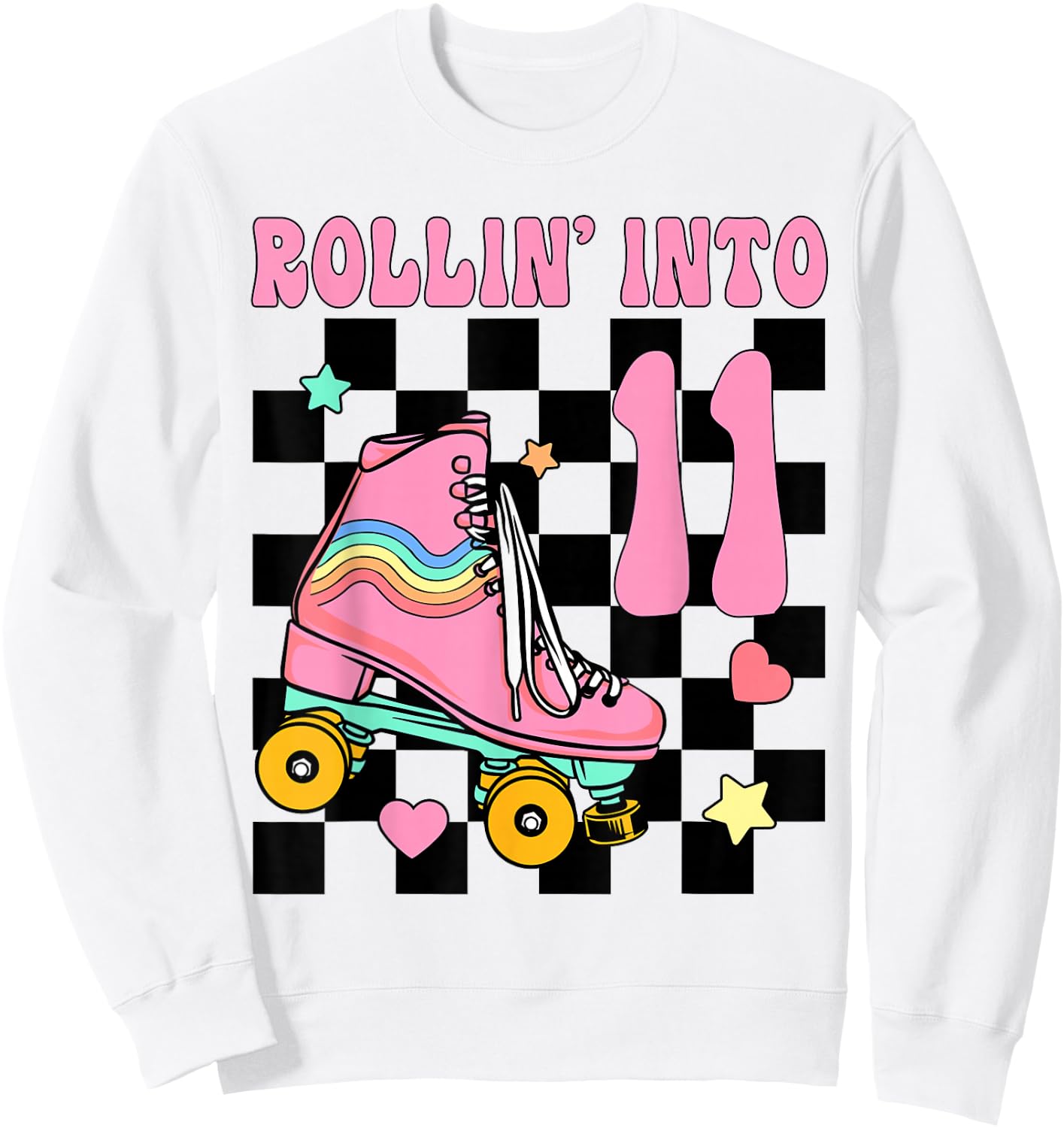 Rolling Into 11 Years Old Roller Skating Girl 11th Birthday Sweatshirt - Sweatshirt | White