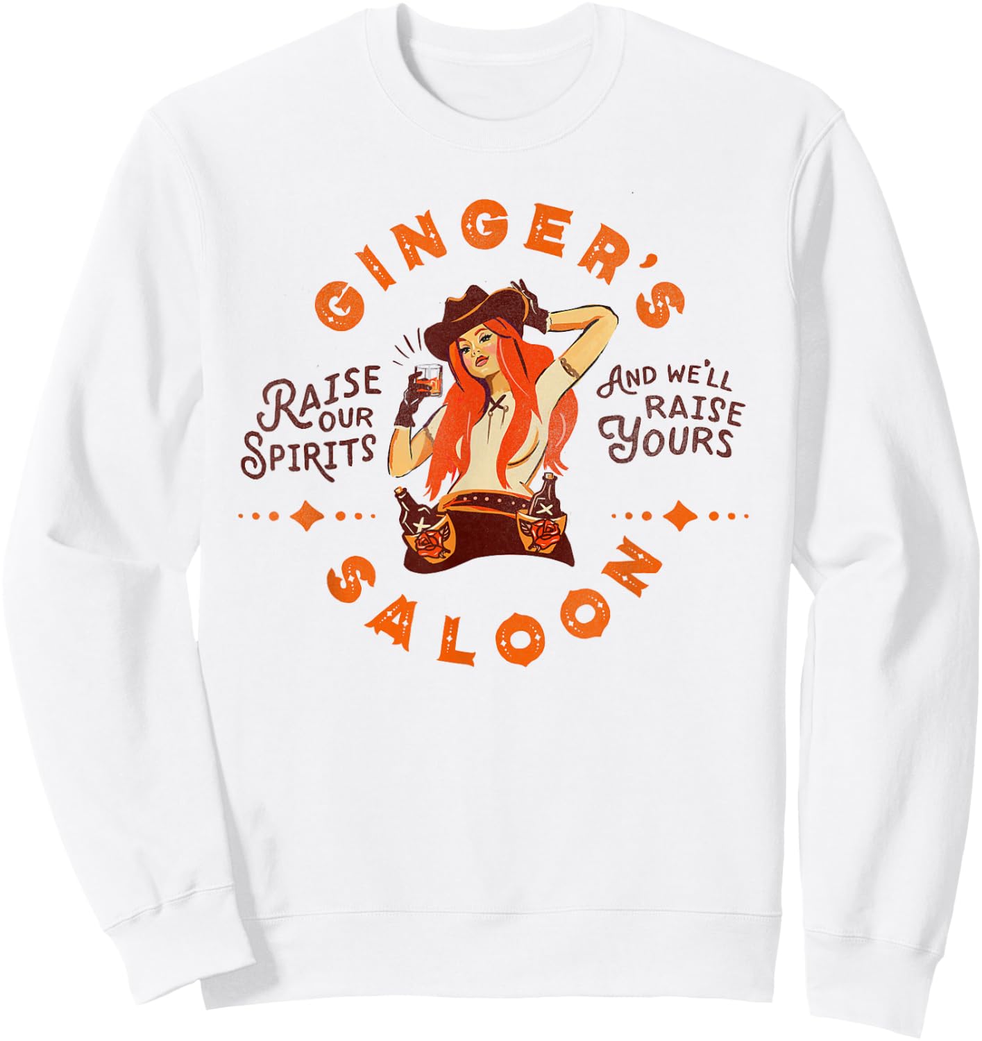 Gingers Saloon Vintage Whiskey Redhead Dive Bar Artist Gift Sweatshirt - Sweatshirt | White