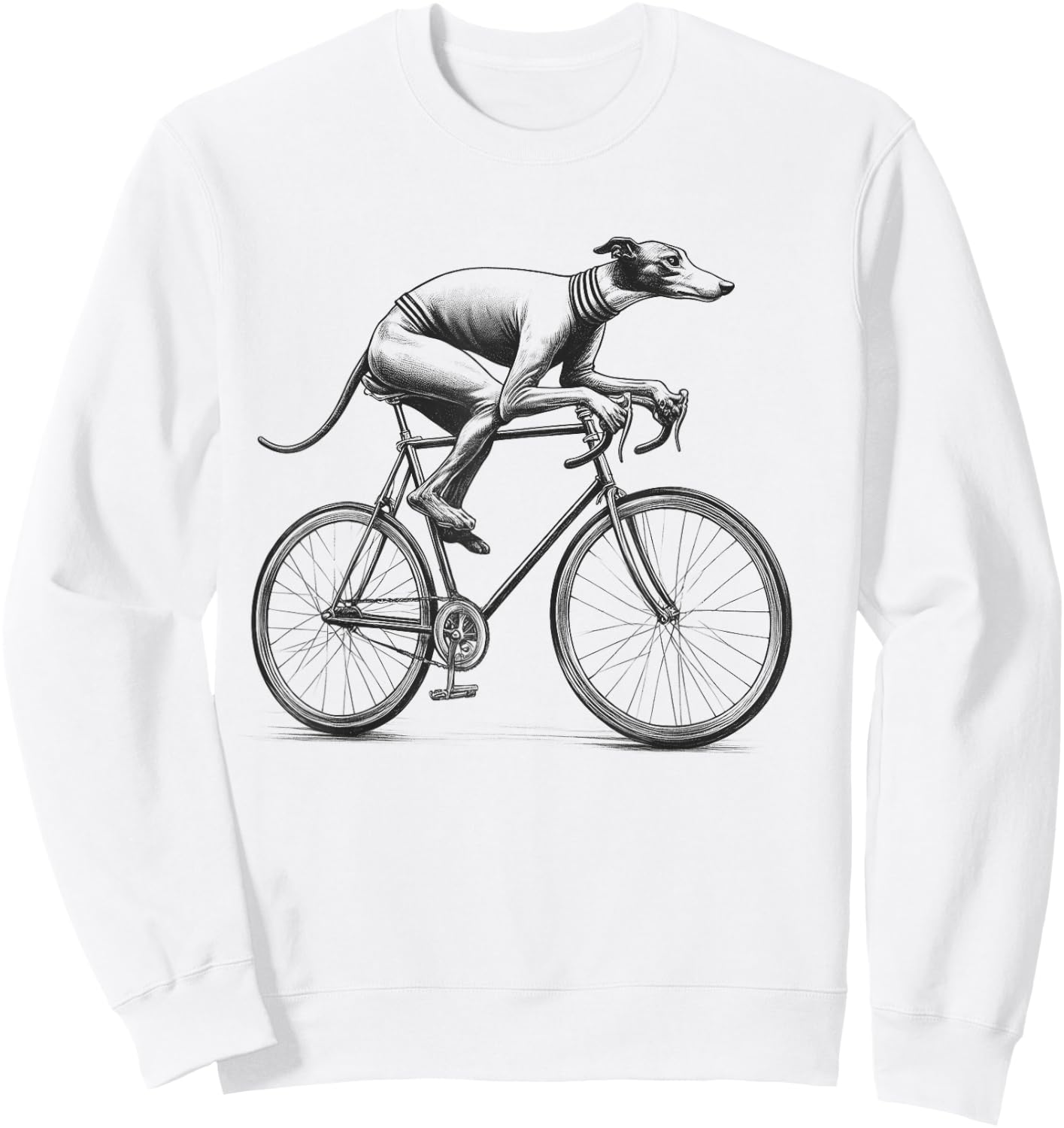 Italian Greyhound Dog Riding a Bike Bicycle Biker Cycling Sweatshirt - Sweatshirt | White