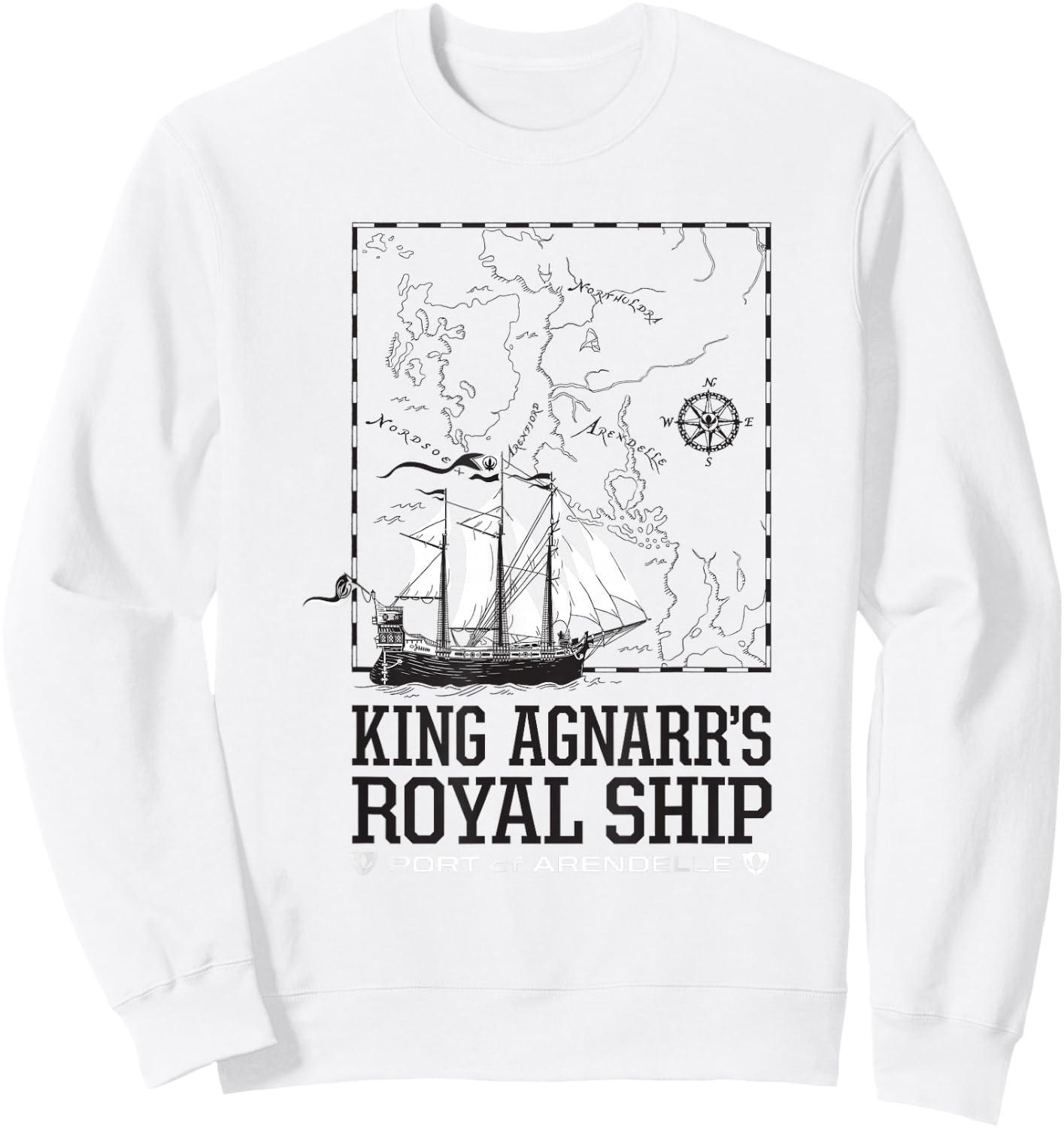 Disney Frozen King Agnarr's Royal Ship Port Of Arendelle Map Sweatshirt - Sweatshirt | White