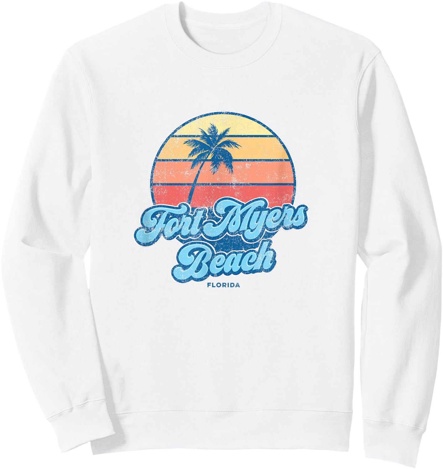 Vintage Fort Myers Beach Florida FL Classic 70s Retro Surfer Sweatshirt - Sweatshirt | White