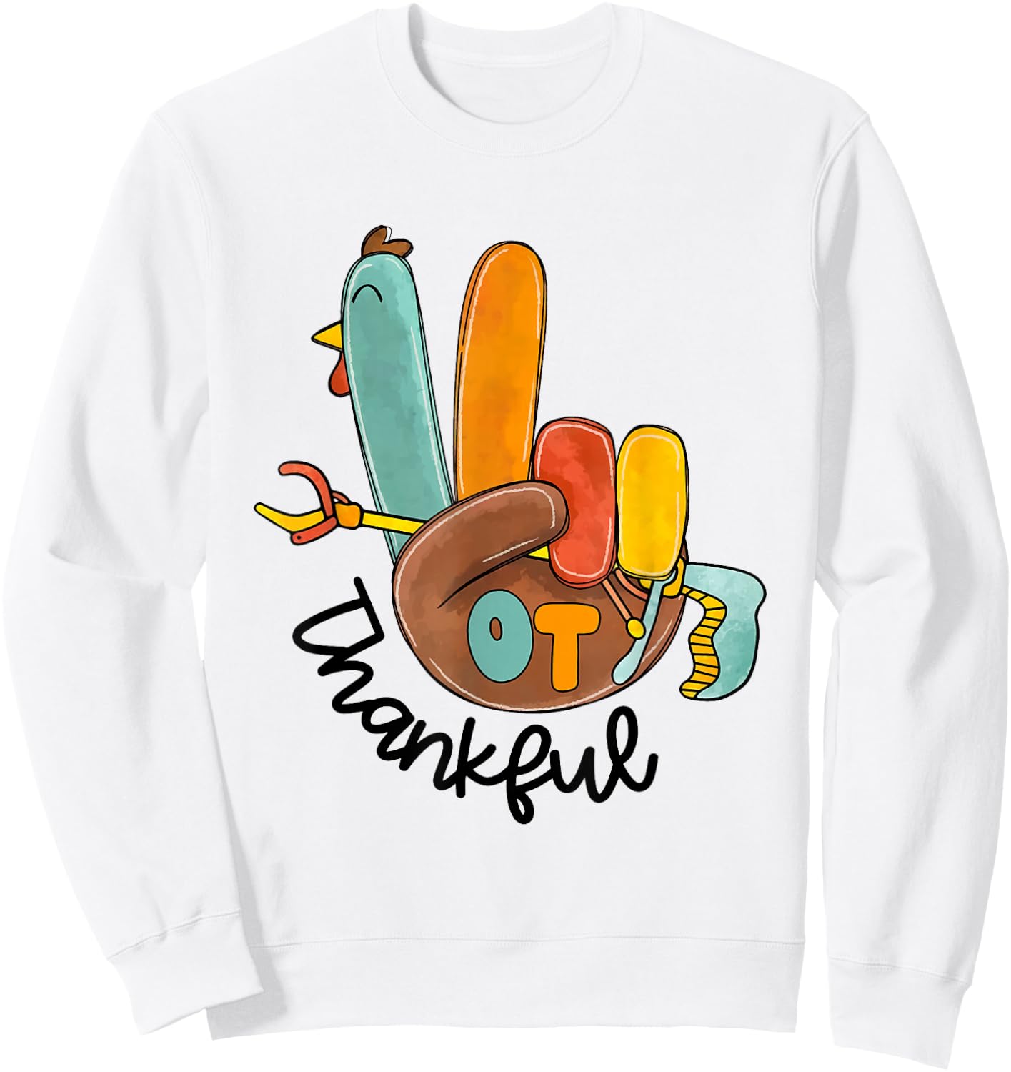 Vintage OT Thanksful Occupational Therapy Thanksgiving Fall Sweatshirt - Sweatshirt | White