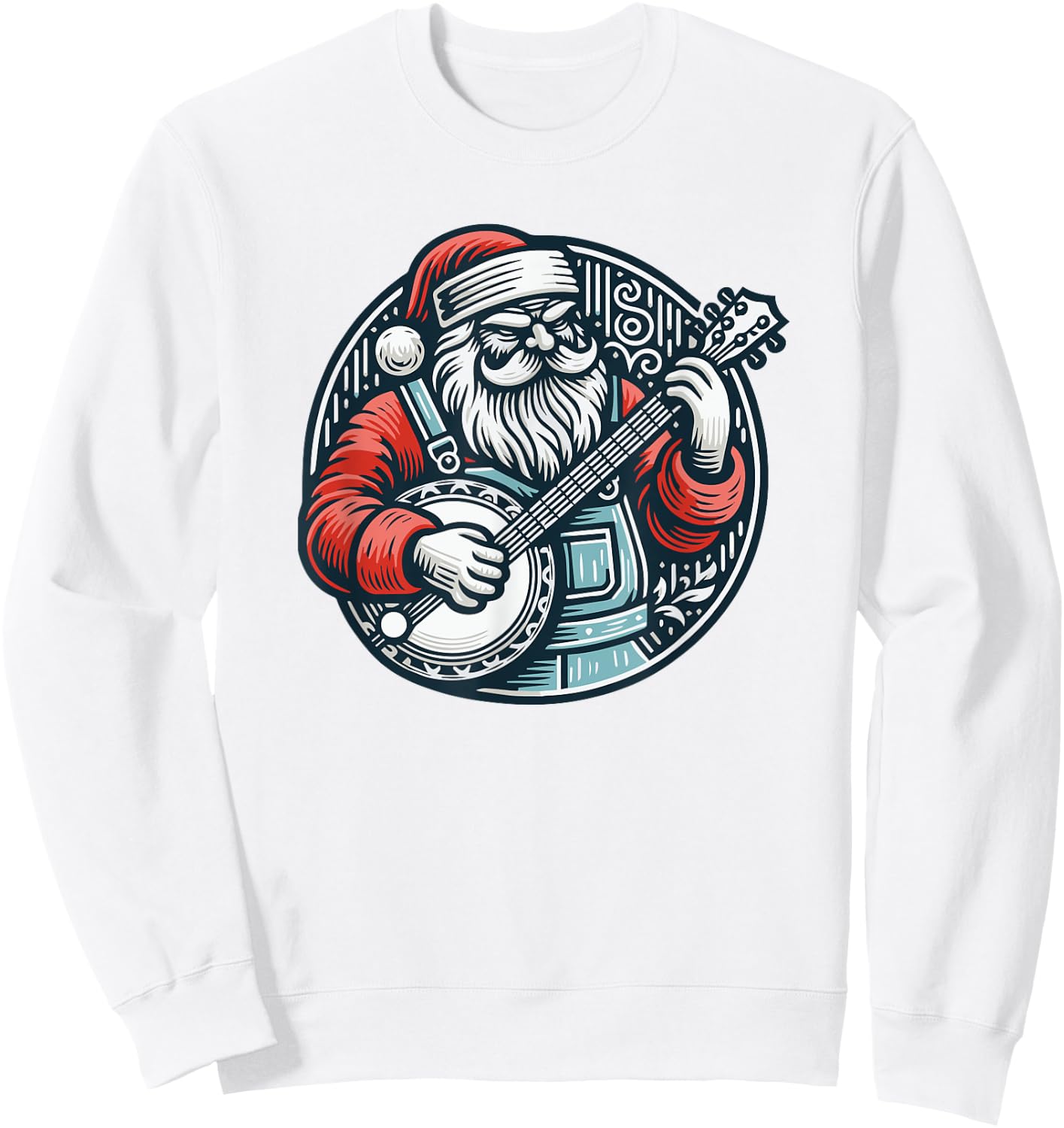 Banjo Santa Bluegrass County Santa Claus With Overalls Sweatshirt - Sweatshirt | White