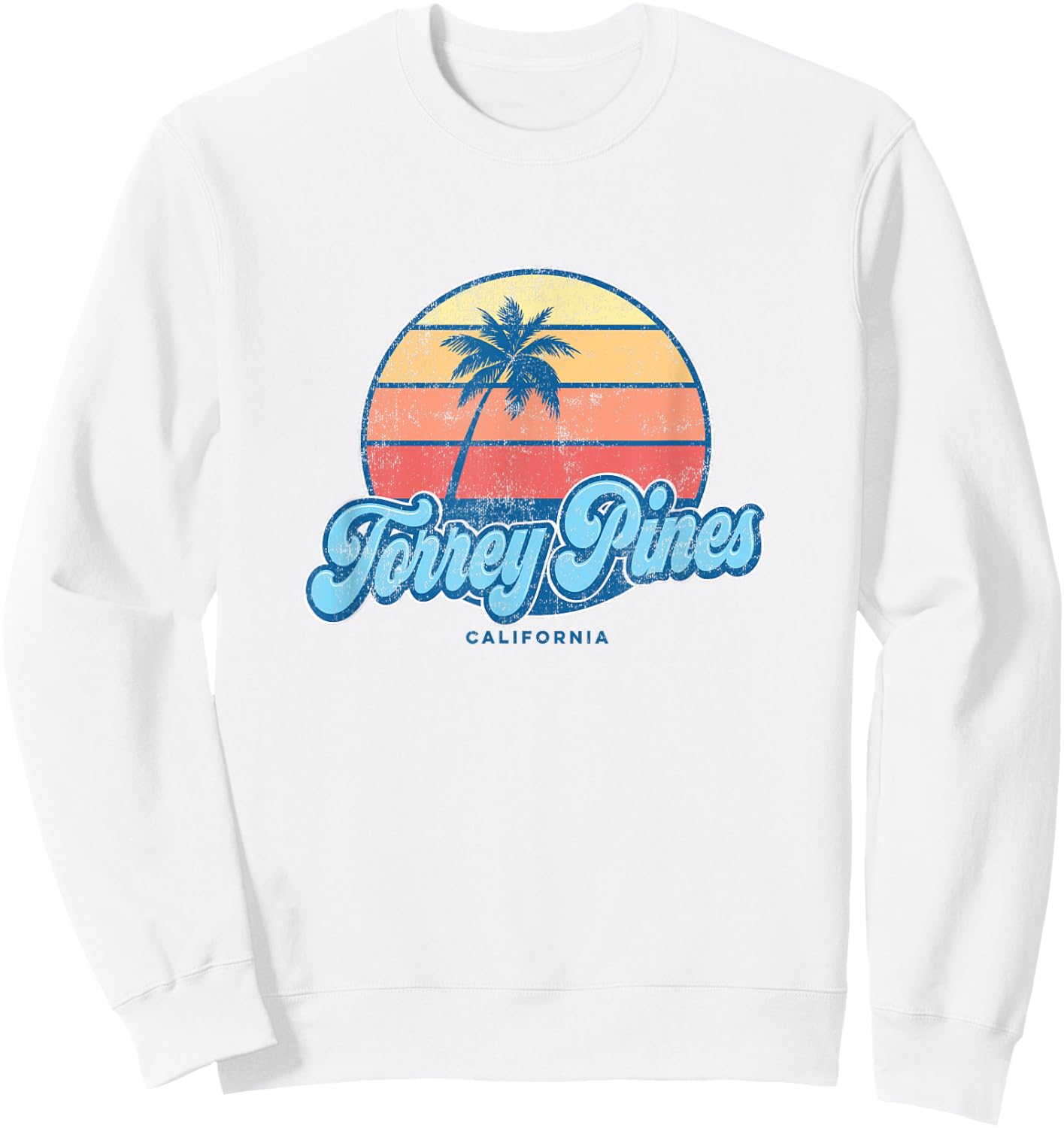 Vintage Torrey Pines California CA Classic 70s Retro Surfer Sweatshirt - Sweatshirt | White