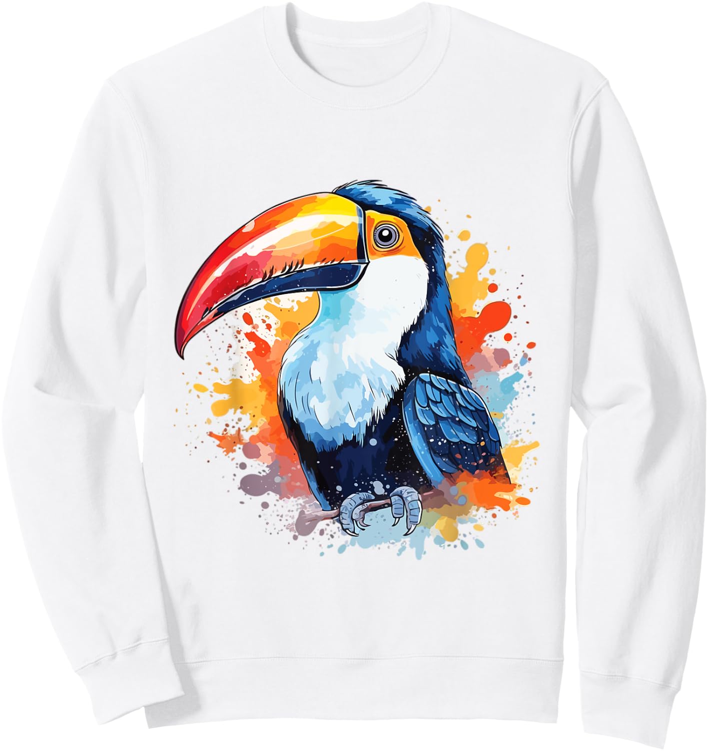 Toucan Watercolor Portrait Sweatshirt - Sweatshirt | White