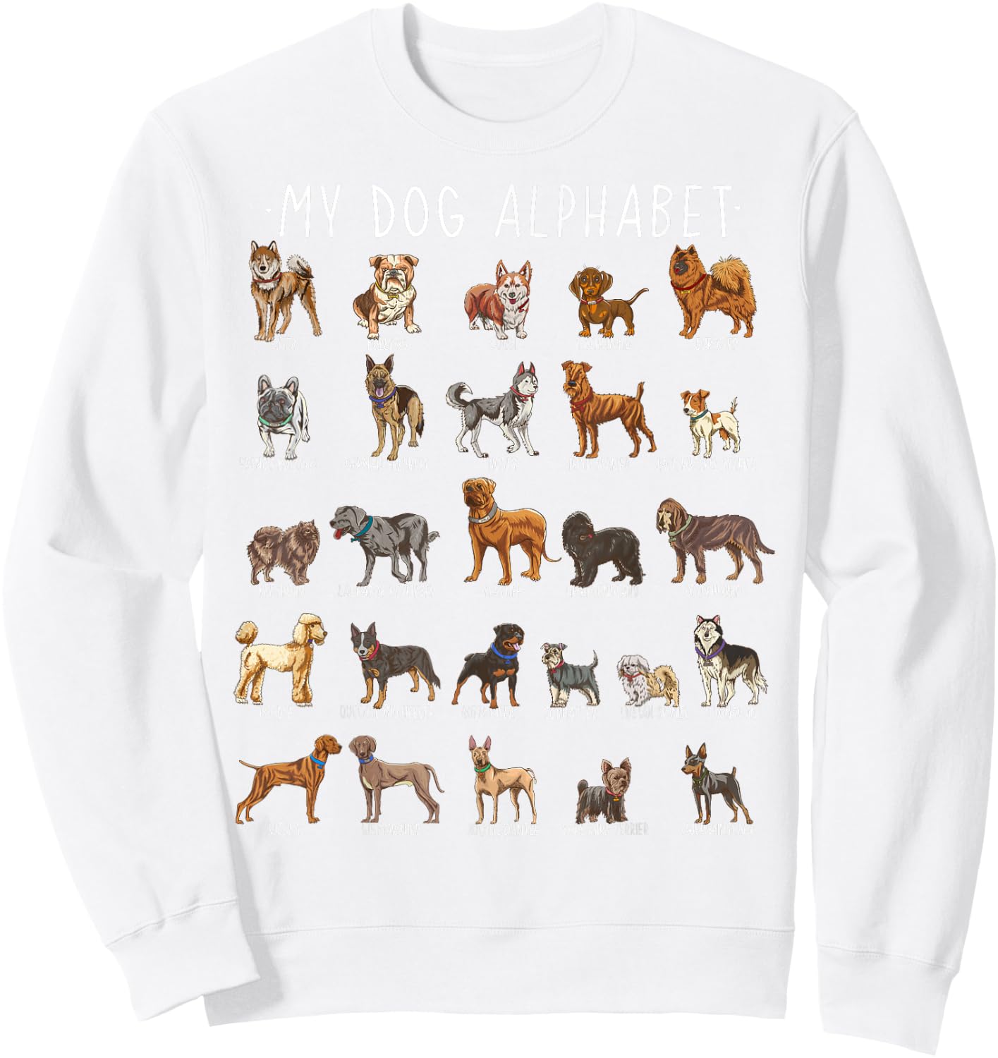 Types Of Dogs Alphabet - Dog Identification - A-Z ABC Women Kids Sweatshirt - Sweatshirt | White