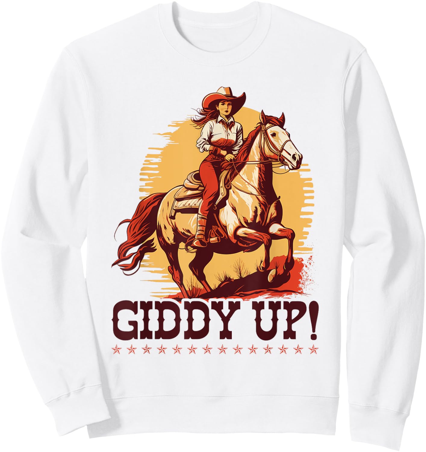 Country Giddy Up, Bronc Horse Riding Giddy Up Cowgirl Sweatshirt - Sweatshirt | White