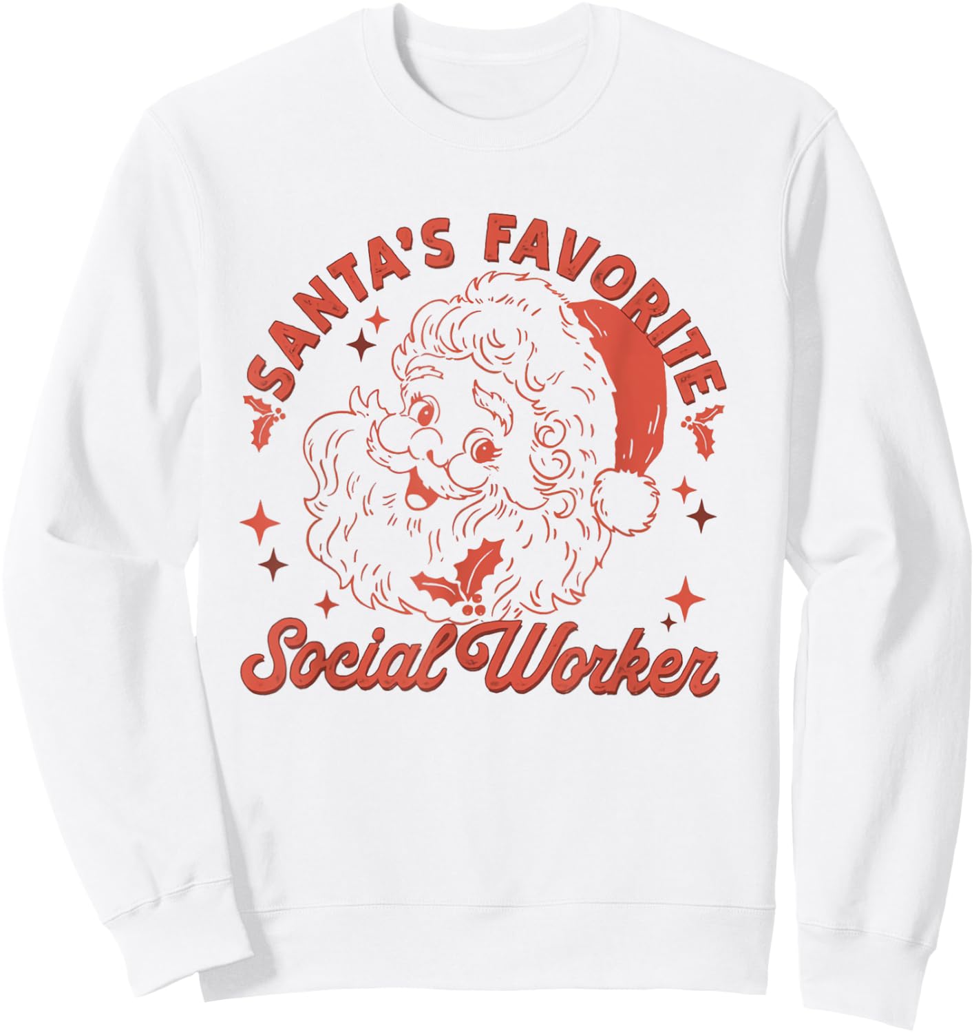 Retro Santa's Favorite Social Worker Christmas Social Worker Sweatshirt - Sweatshirt | White