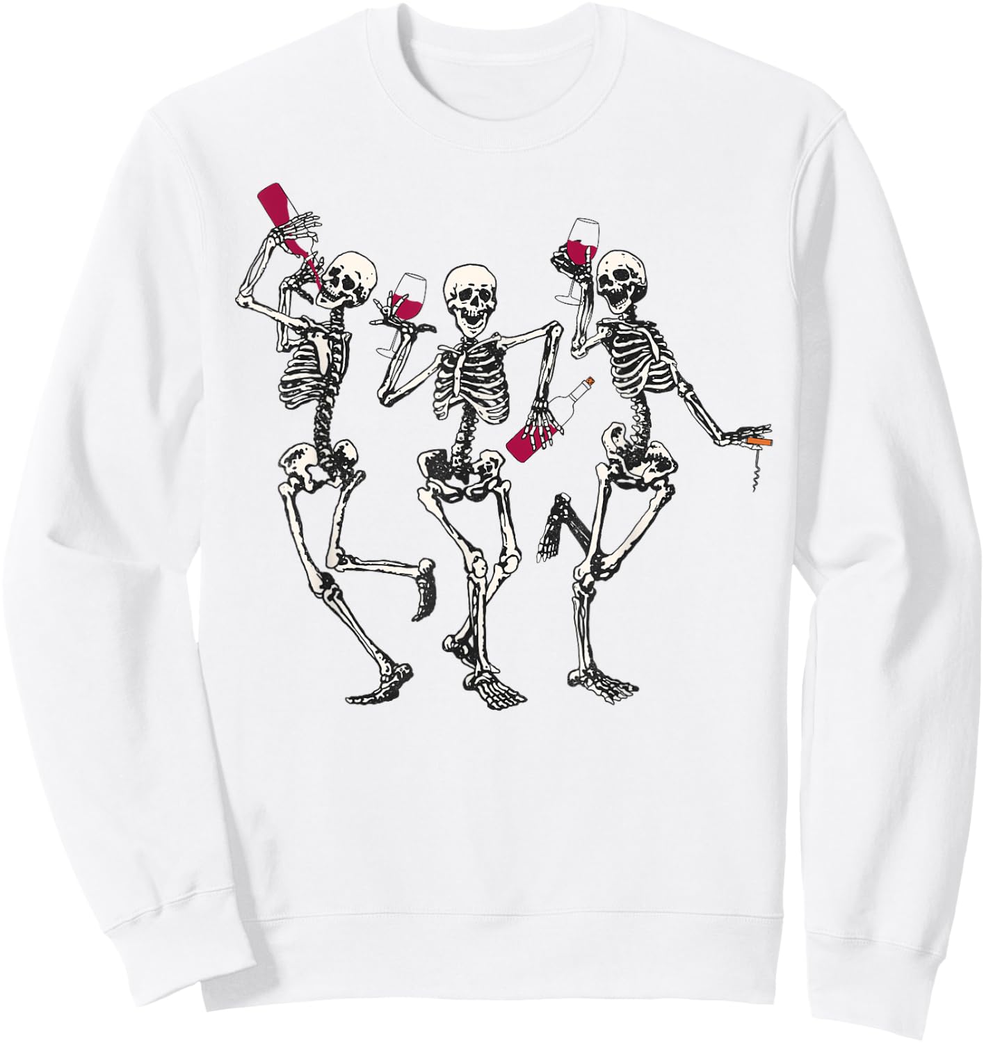 Dancing Skeletons funny Halloween easy costume drinking wine Sweatshirt - Sweatshirt | White