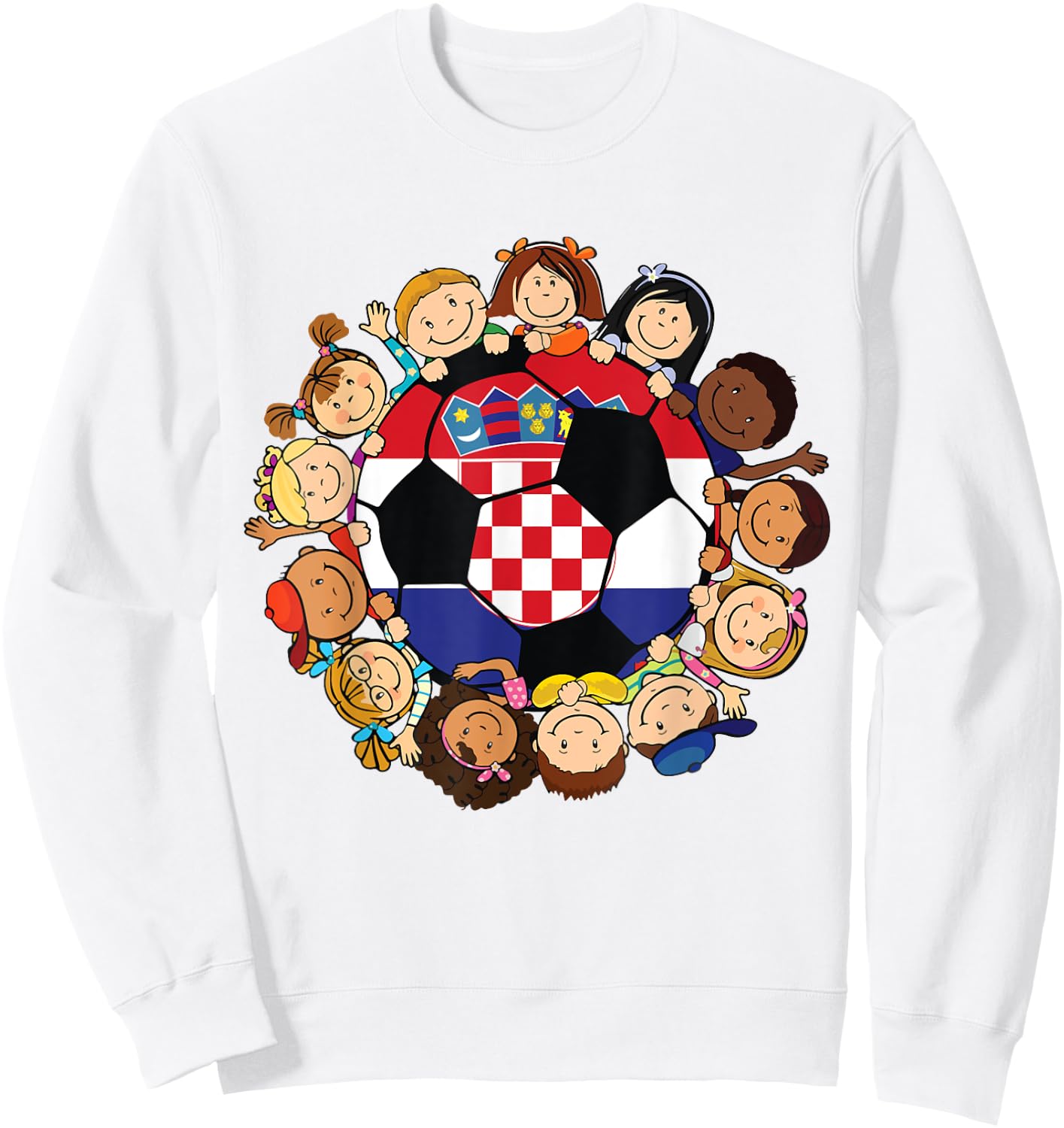 Croatia Soccer Ball Kids Toddler Girls Around Croatian Flag Sweatshirt - Sweatshirt | White
