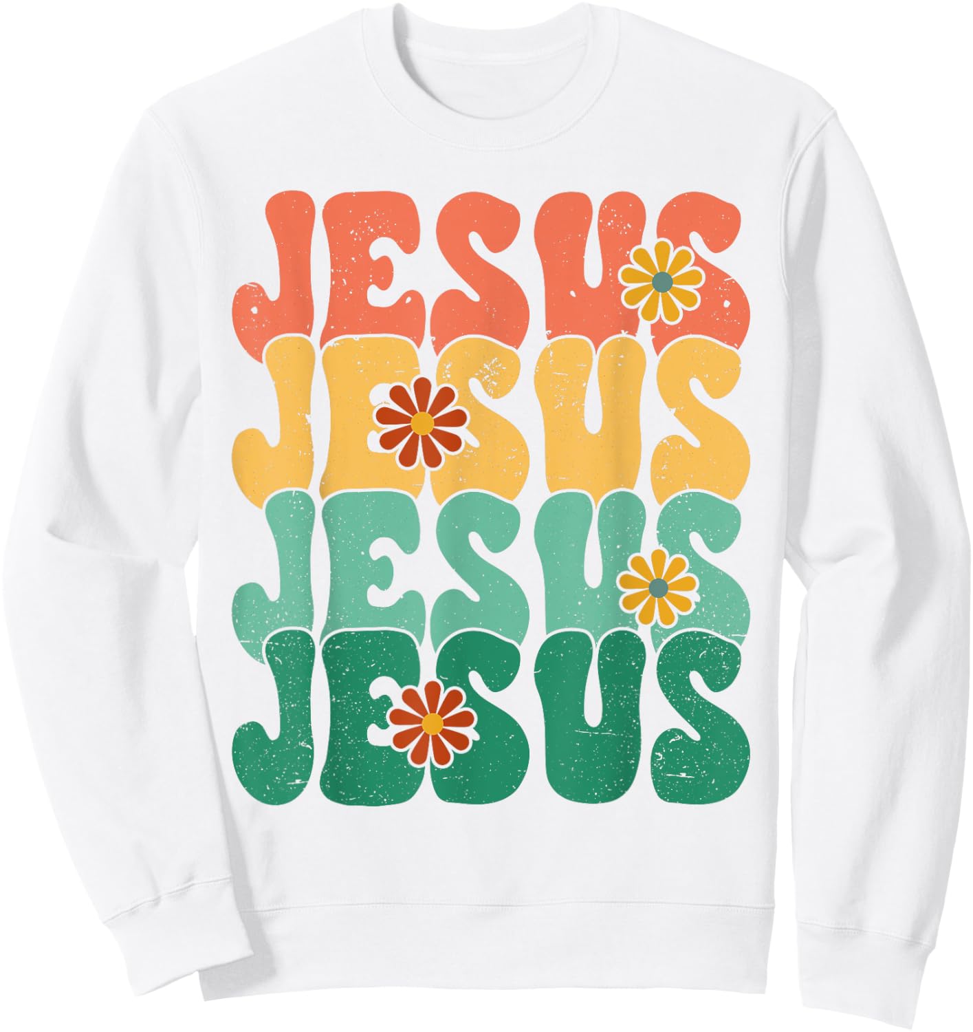 Christian Retro Jesus Religious Faith God 70s Sweatshirt - Sweatshirt | White