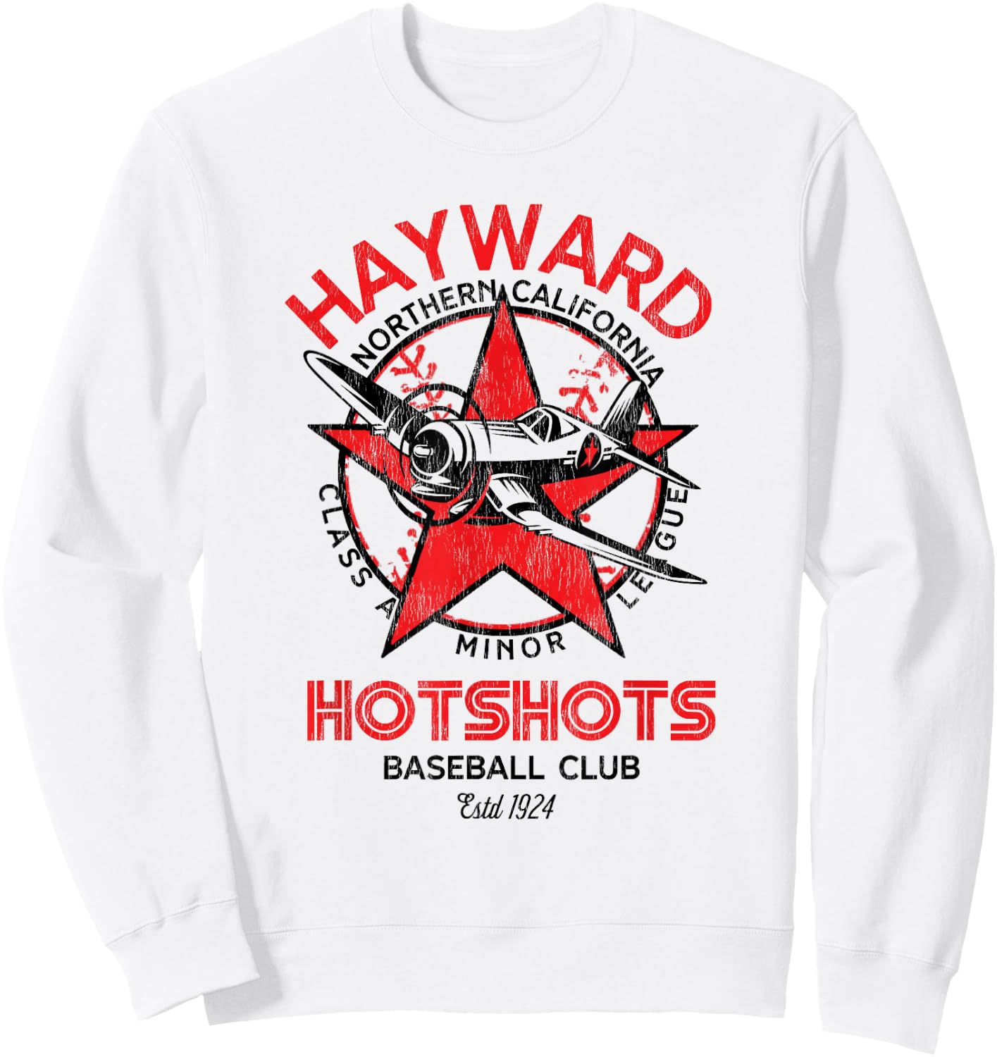 Hayward Hotshots Minor League Retro Baseball Team Sweatshirt - Sweatshirt | White