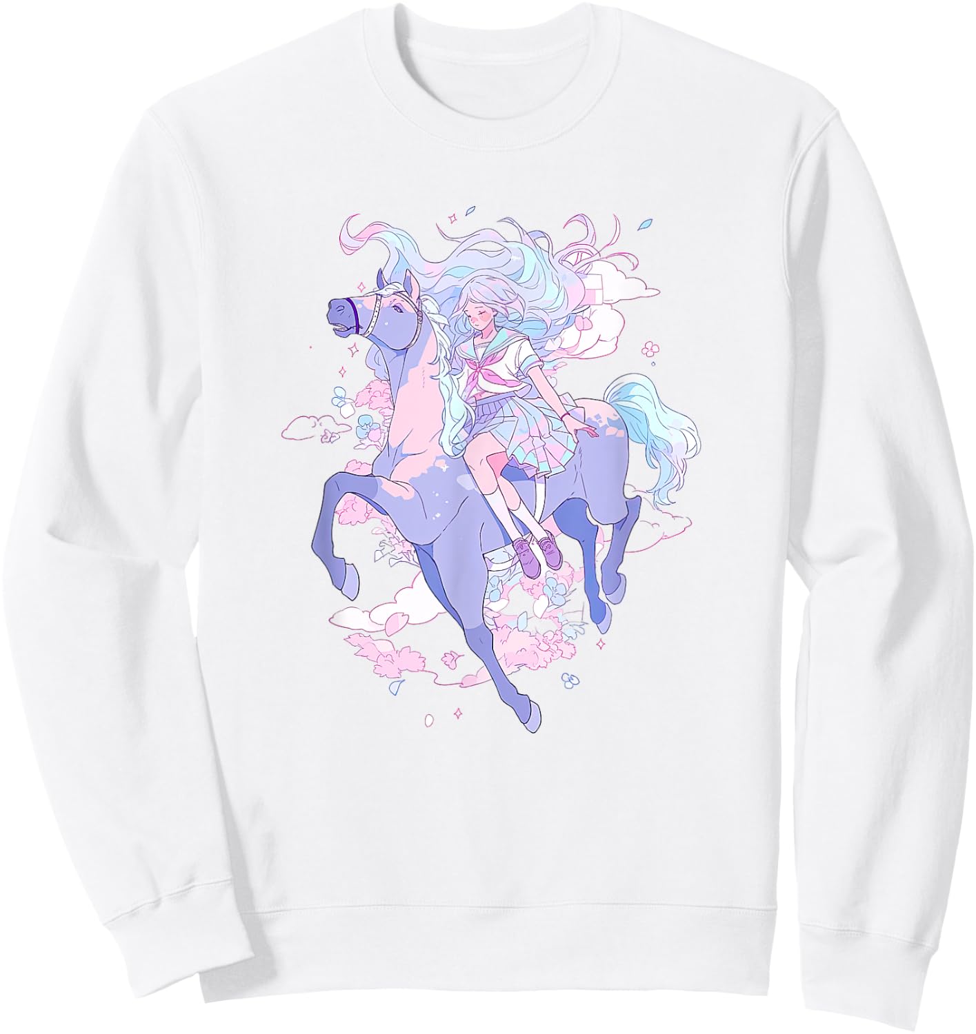 Horse Girl funny Pastel japan Anime Aesthetic japanese Sweatshirt - Sweatshirt | White