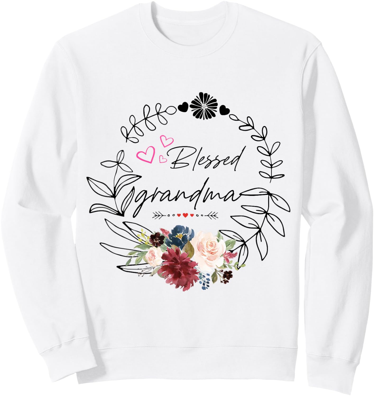 Blessed grandma Floral est 2022 funny floral mother's day Sweatshirt - Sweatshirt | White