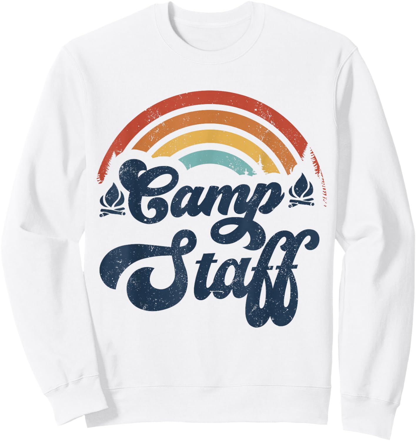 Summer Camp Counselor Staff Groovy Rainbow Camp Counselor Sweatshirt - Sweatshirt | White