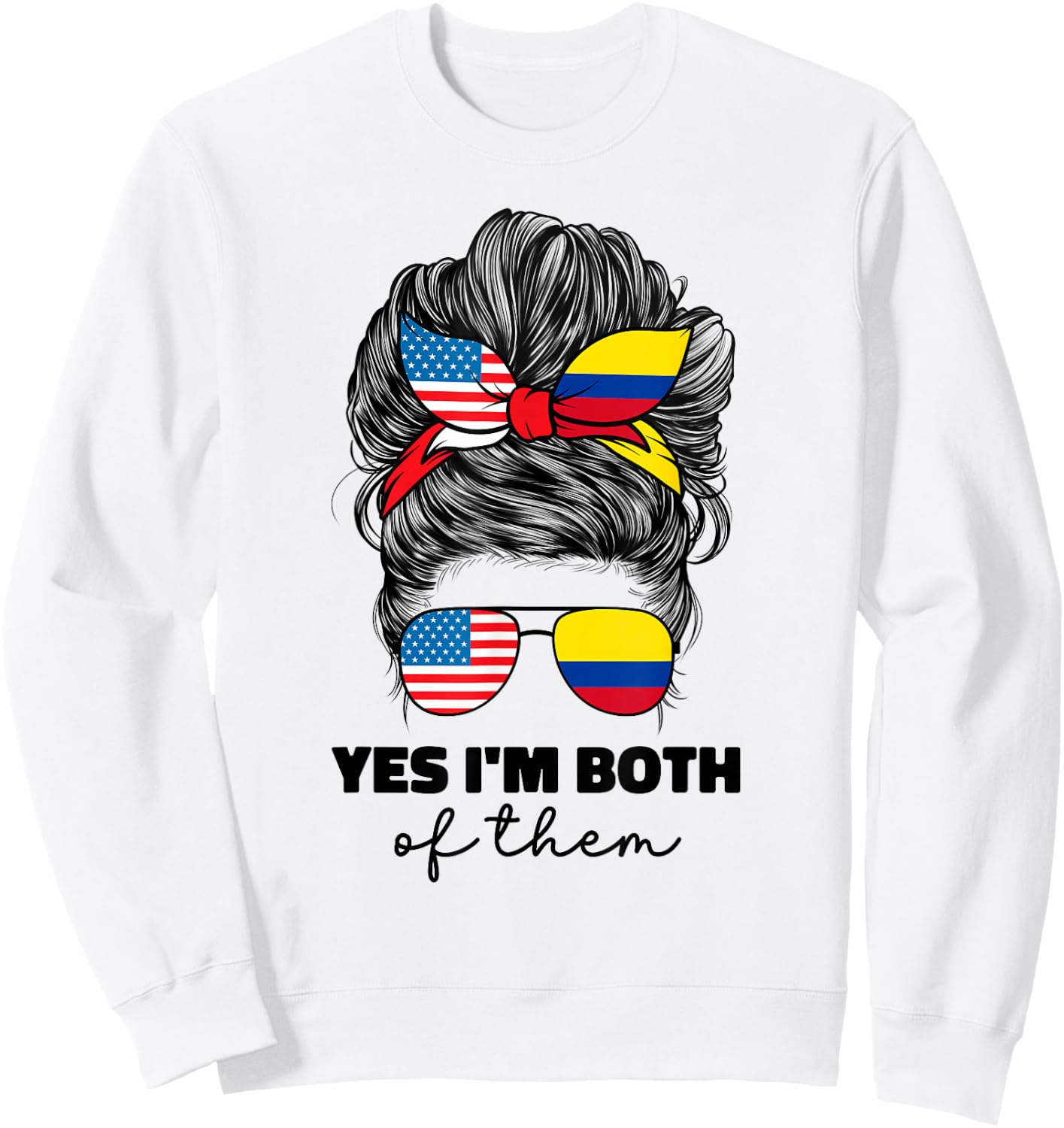 Half Colombian Half American Usa America Colombia Flag Girl Sweatshirt - Sweatshirt | White