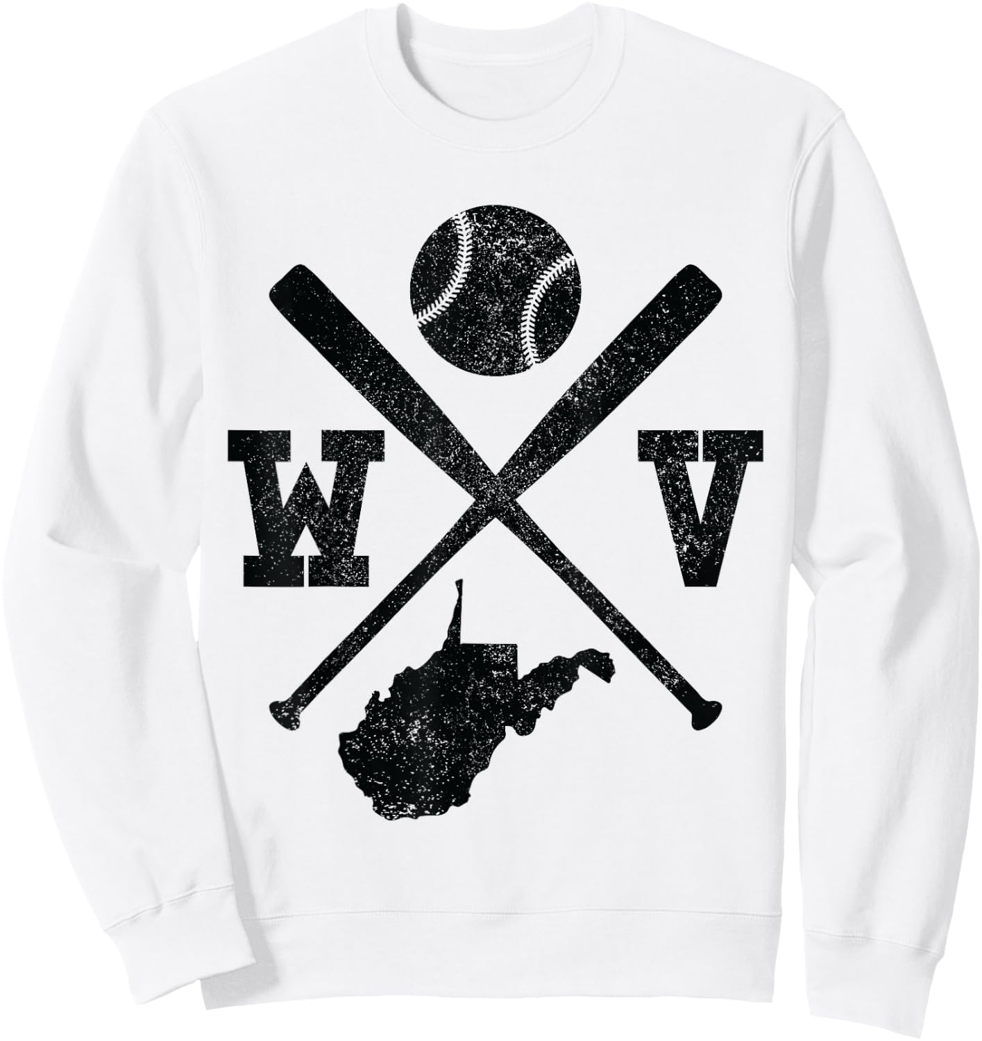 WV USA State - Baseball Player West Virginia Sweatshirt - Sweatshirt | White