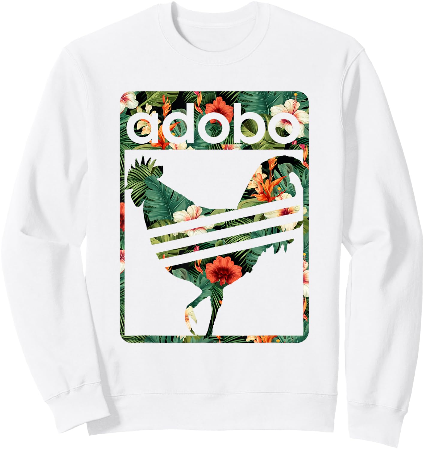 Vintage Floral Pinoy Adobo Sweatshirt - Sweatshirt | White