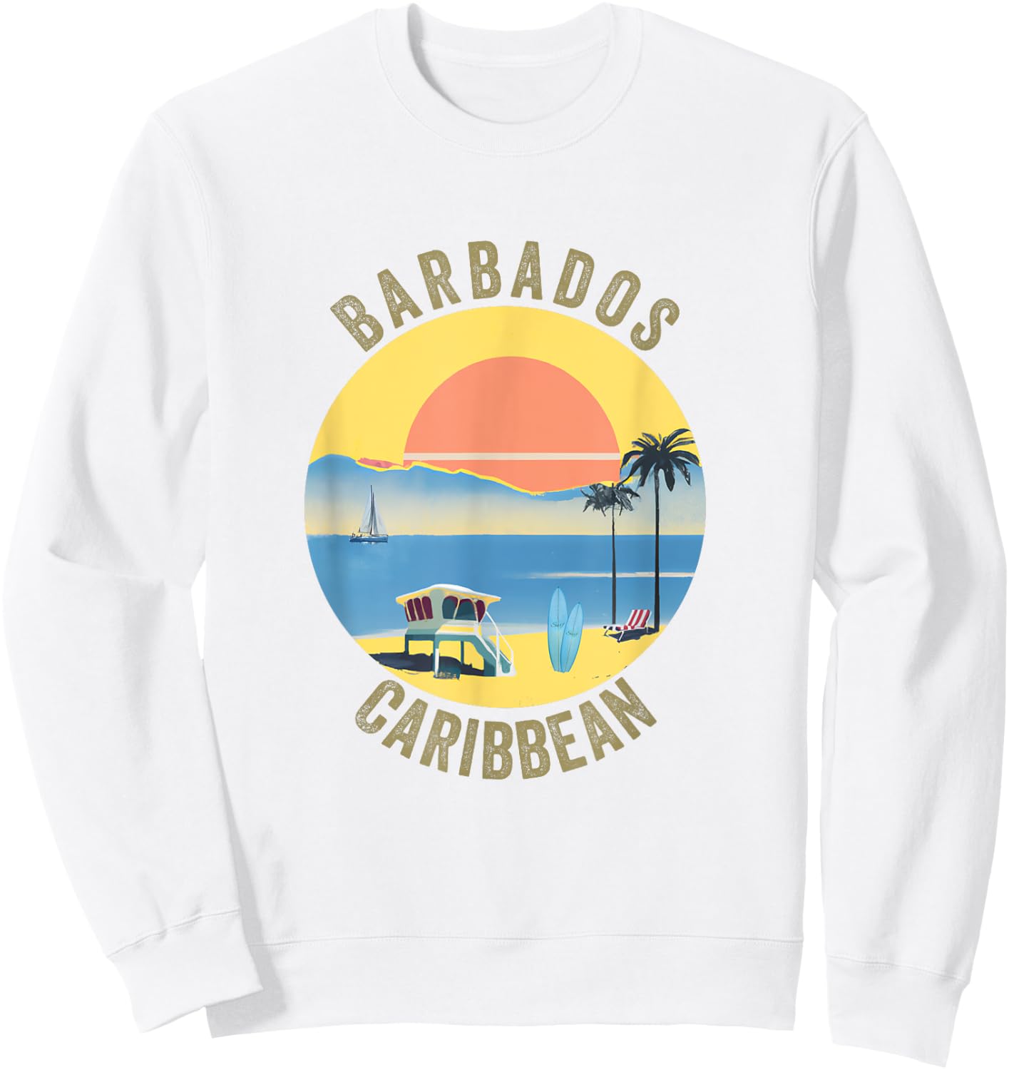 Barbados Souvenir Apparel - Retro Vintage Barbados Sweatshirt - Sweatshirt | White