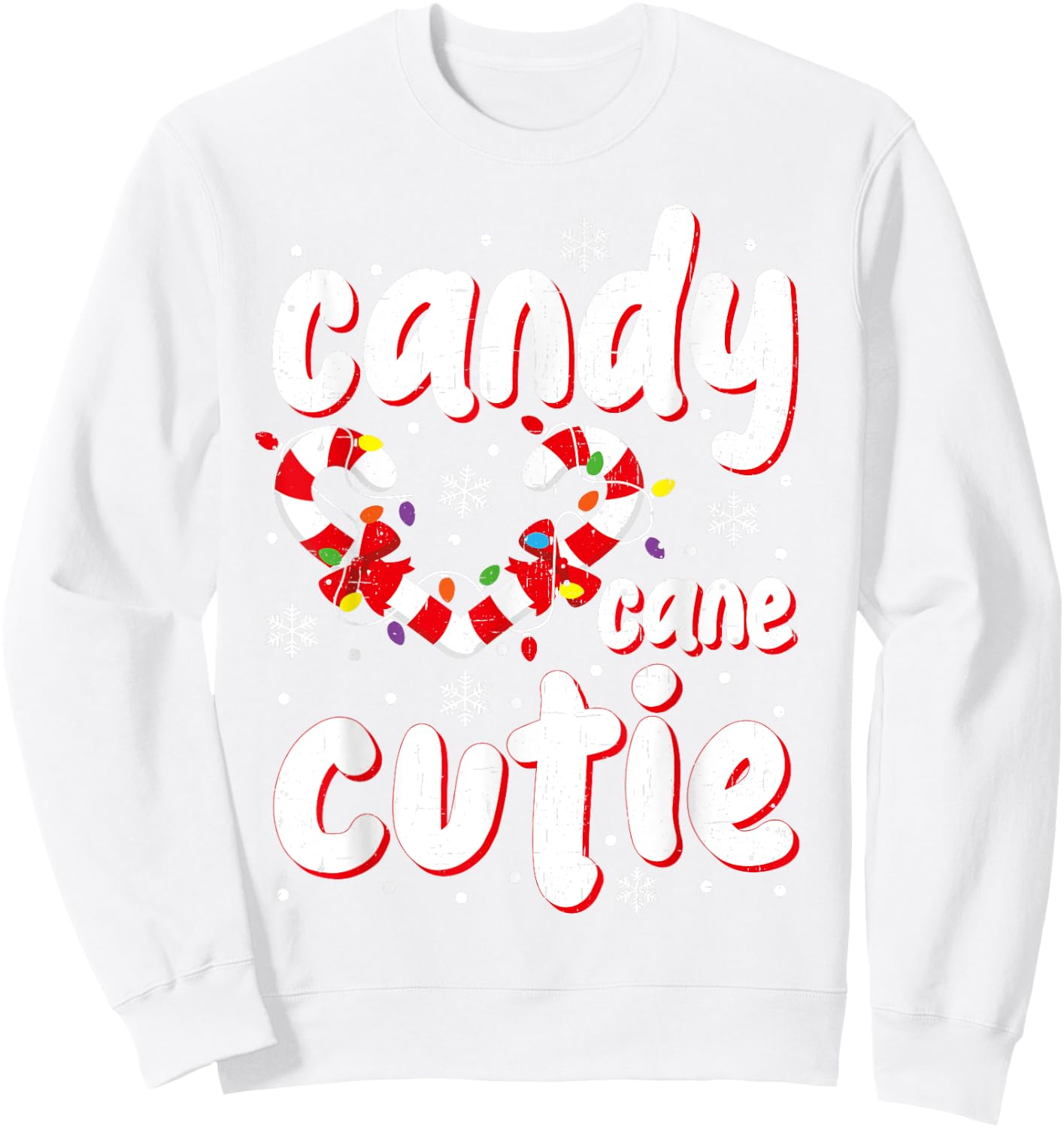 Christmas Candy Cane Cutie Santa Xmas Kids Toddler Women Men Sweatshirt - Sweatshirt | White