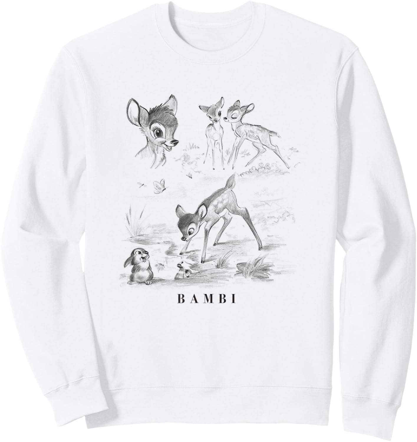Disney Bambi And Friends Faline Thumper Distressed Sketch Sweatshirt - Sweatshirt | White