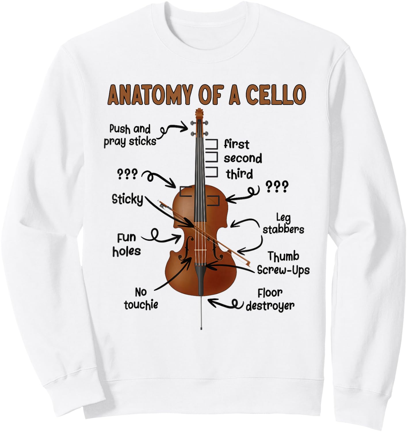 Anatomy Of A Cello Cellist Cello Lover Cello Player Sweatshirt - Sweatshirt | White