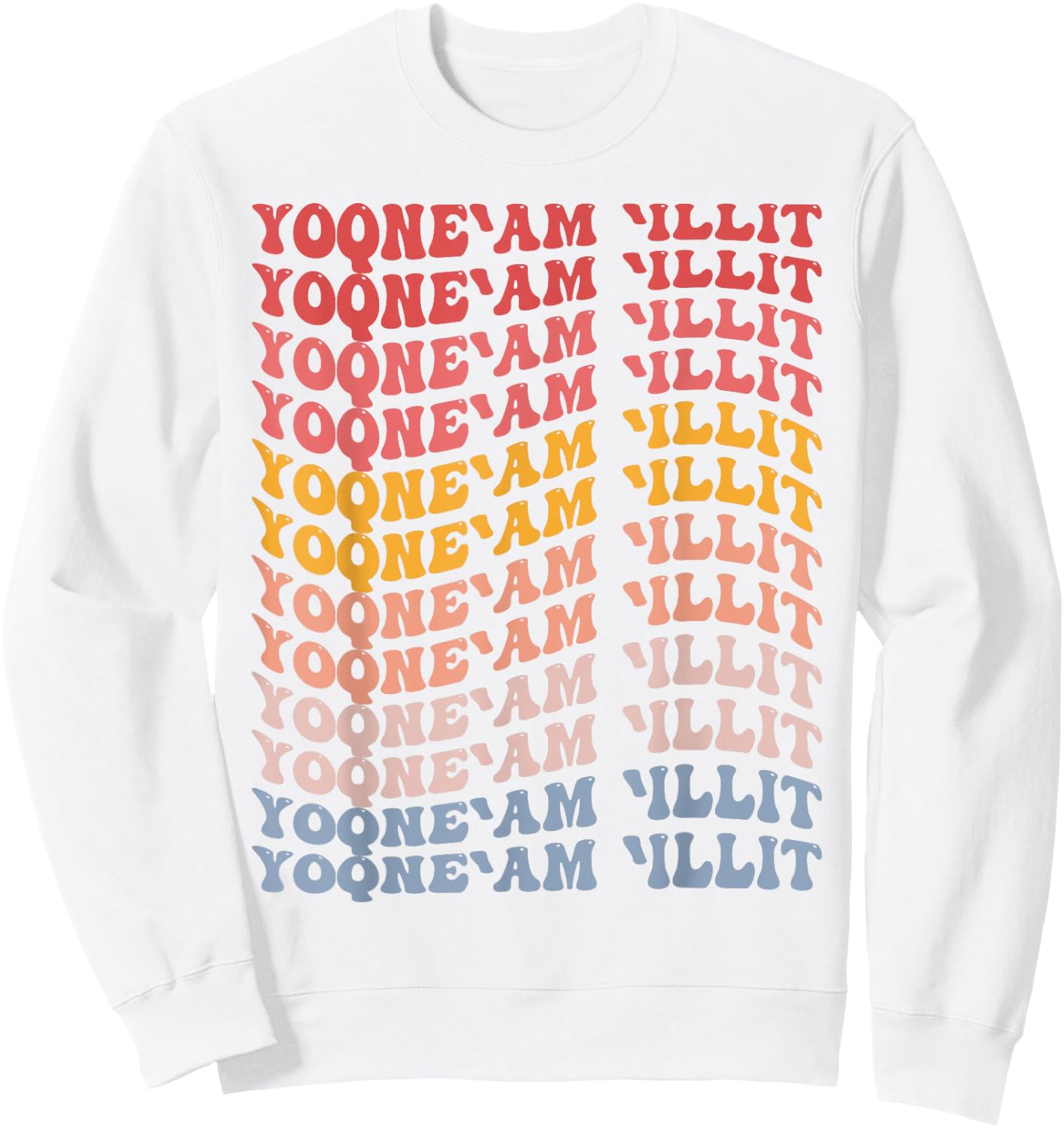 Yoqneam Illit City Groovy Retro Sweatshirt - Sweatshirt | White