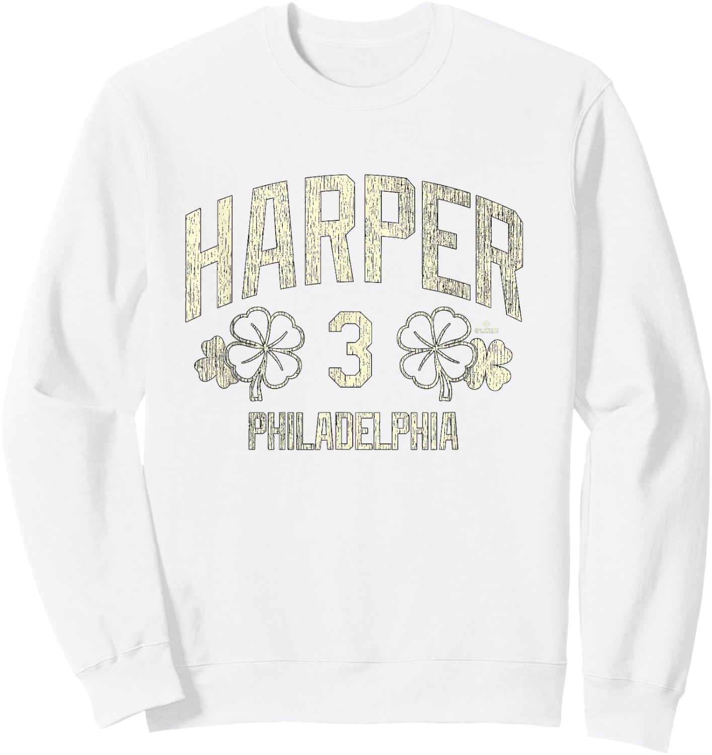 Bryce Harper Philadelphia Baseball St. Patrick's Clover Sweatshirt - Sweatshirt | White