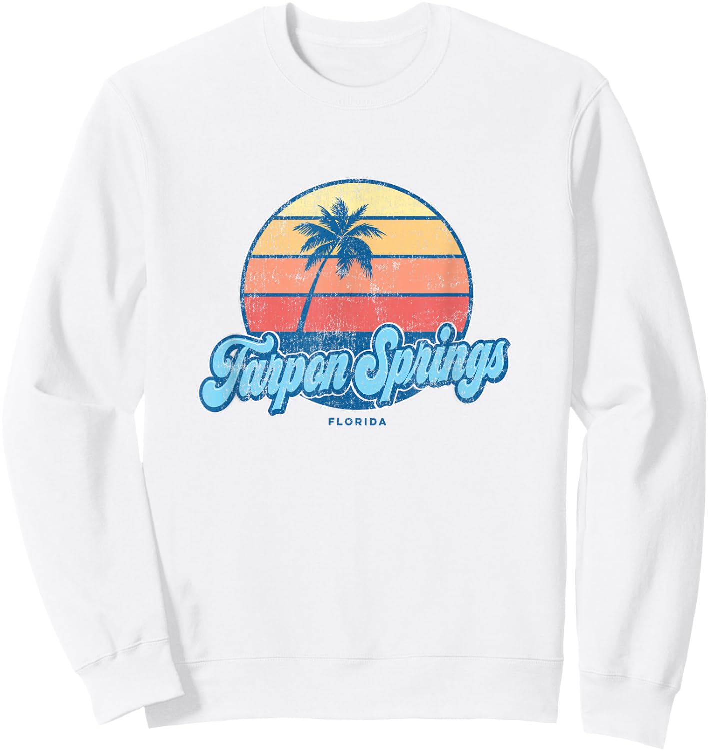 Vintage Tarpon Springs Florida FL Classic 70s Retro Surfer Sweatshirt - Sweatshirt | White