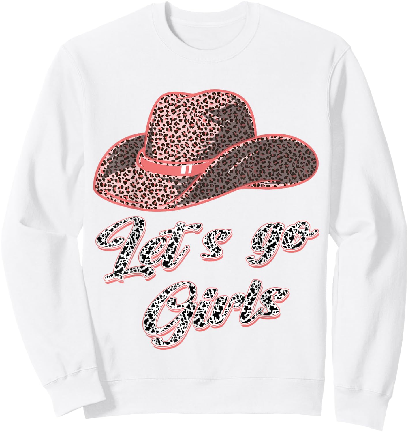 Let´s Go Girls - Country Southern Western Leopard Cow Sweatshirt - Sweatshirt | White