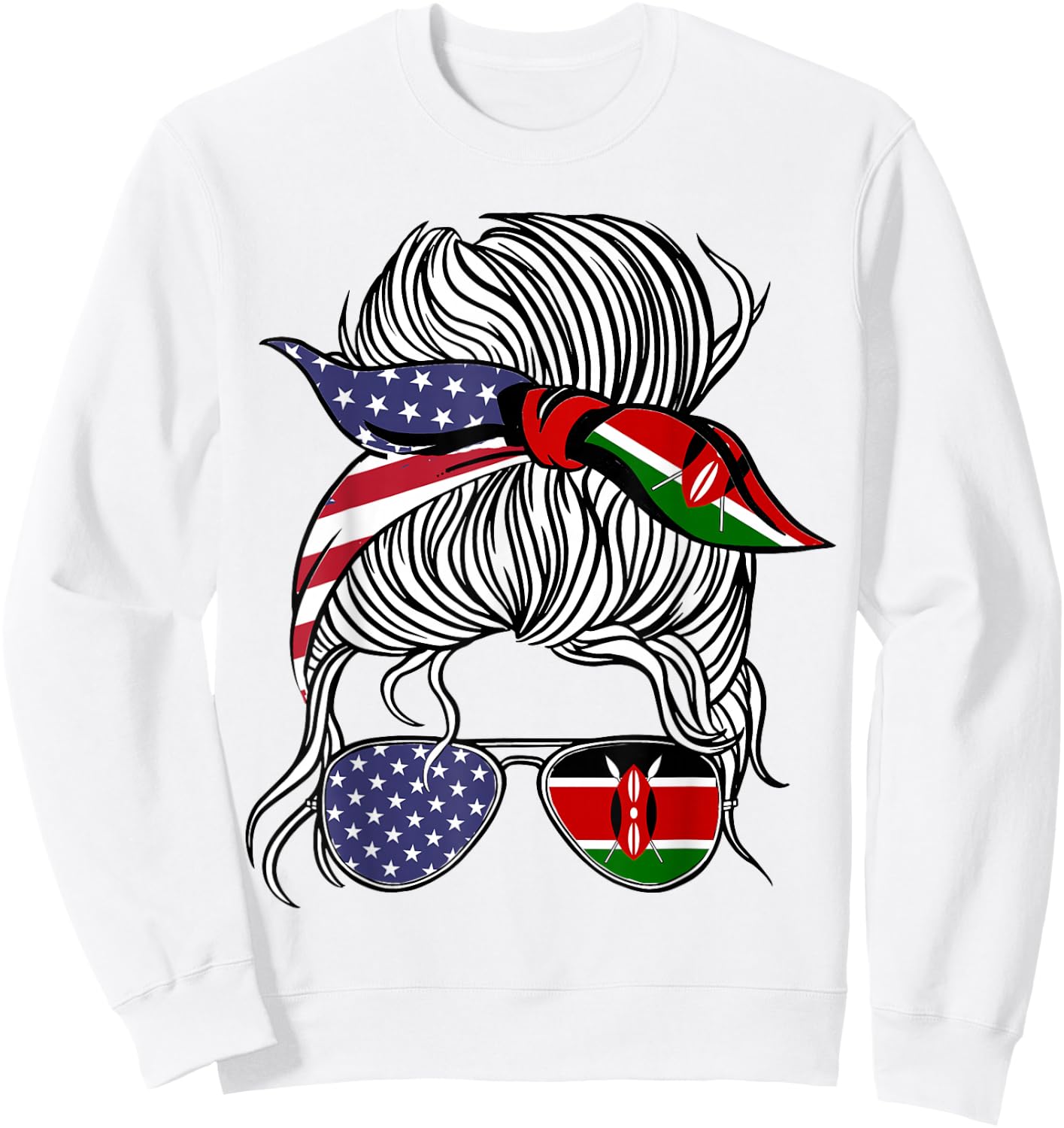 American Kenyan Patriot Flag Women Girl Kenya Grown Sweatshirt - Sweatshirt | White