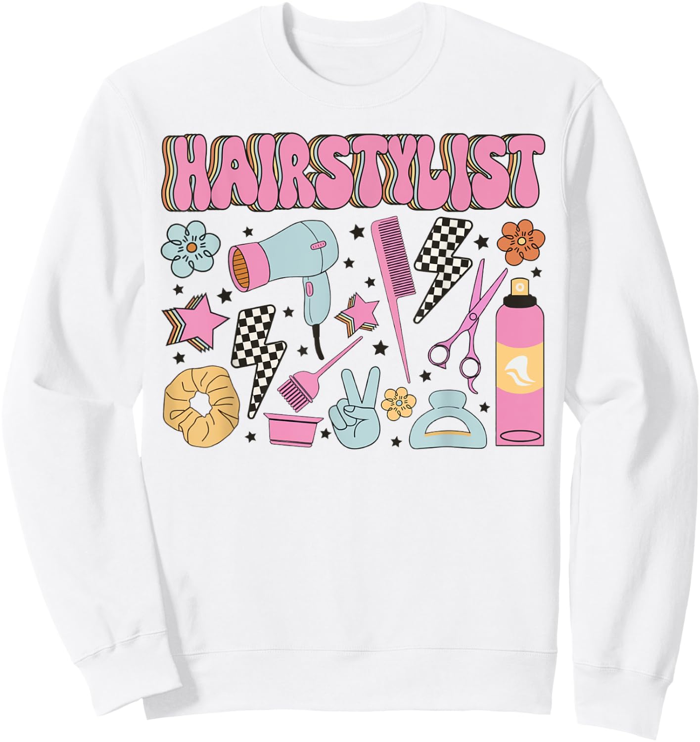 Retro Cosmetology Hairdresser Hair Dresser Hairstylist Tools Sweatshirt - Sweatshirt | White
