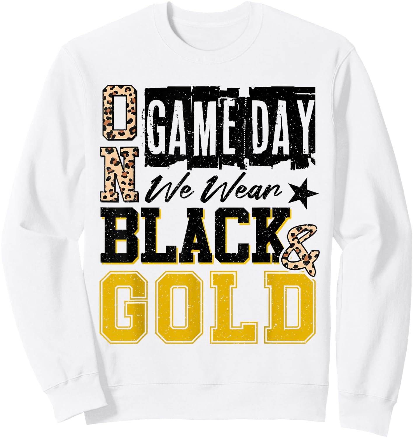 On Gameday Football We Wear Black And Gold School Spirit Sweatshirt - Sweatshirt | White