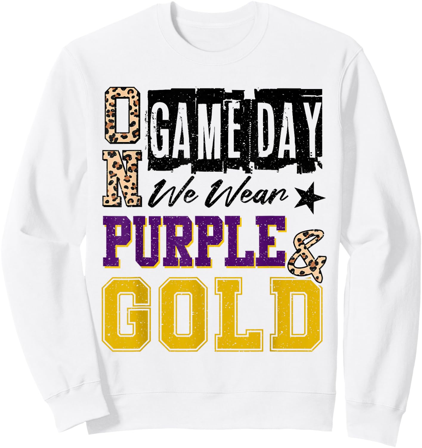 On Gameday Football We Wear Purple And Gold School Spirit Sweatshirt - Sweatshirt | White