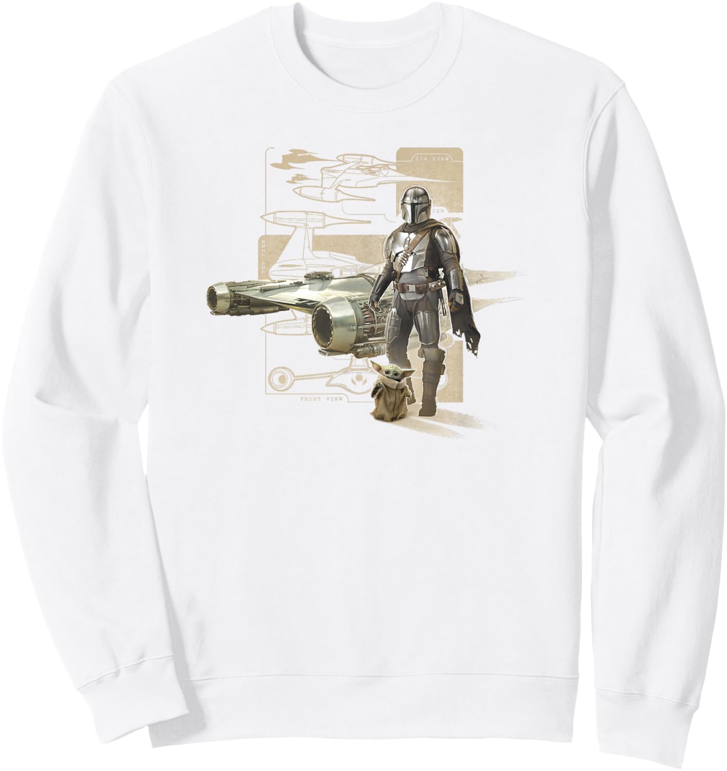 Star Wars: The Mandalorian & Child Starfighter Schematic Sweatshirt - Sweatshirt | White