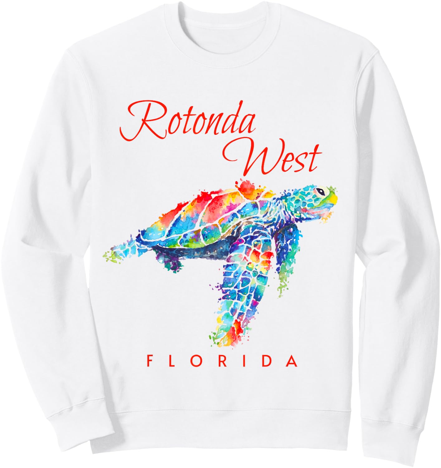 Rotonda West Florida Watercolor Sea Turtle Sweatshirt - Sweatshirt | White
