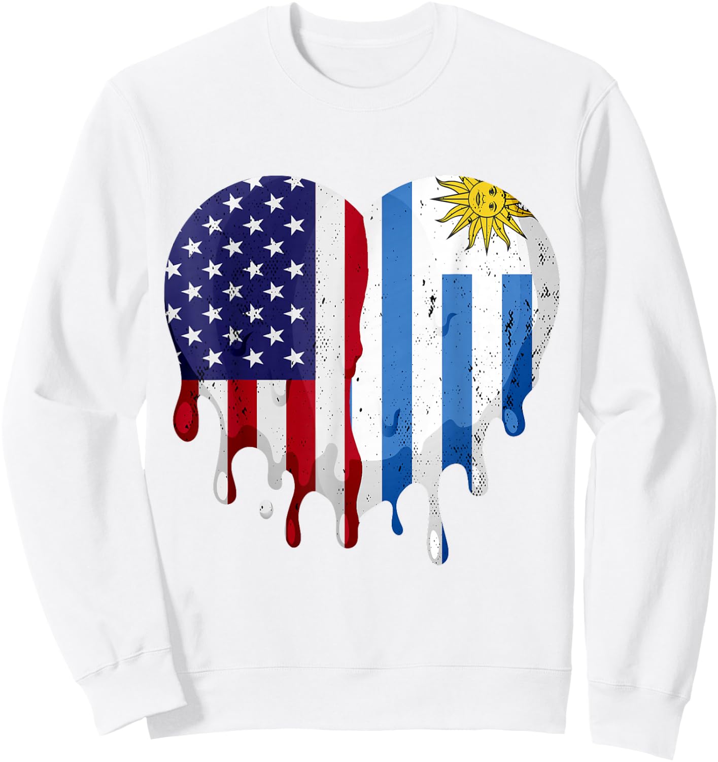 American Uruguayan Hispanic Heritage Month Flag Heart Sweatshirt - Sweatshirt | White