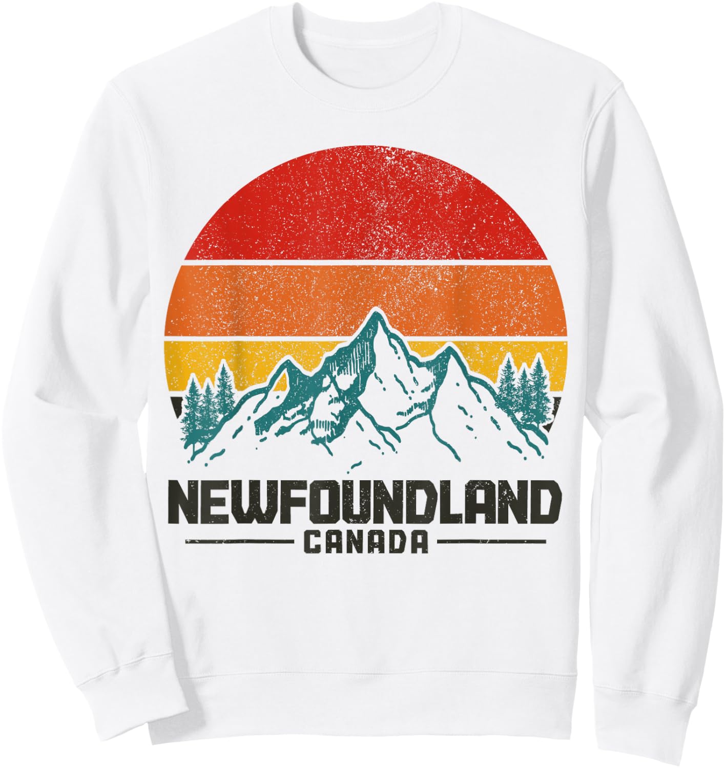 Newfoundland Canada Vintage Mountains Hiking Nature Canadian Sweatshirt - Sweatshirt | White