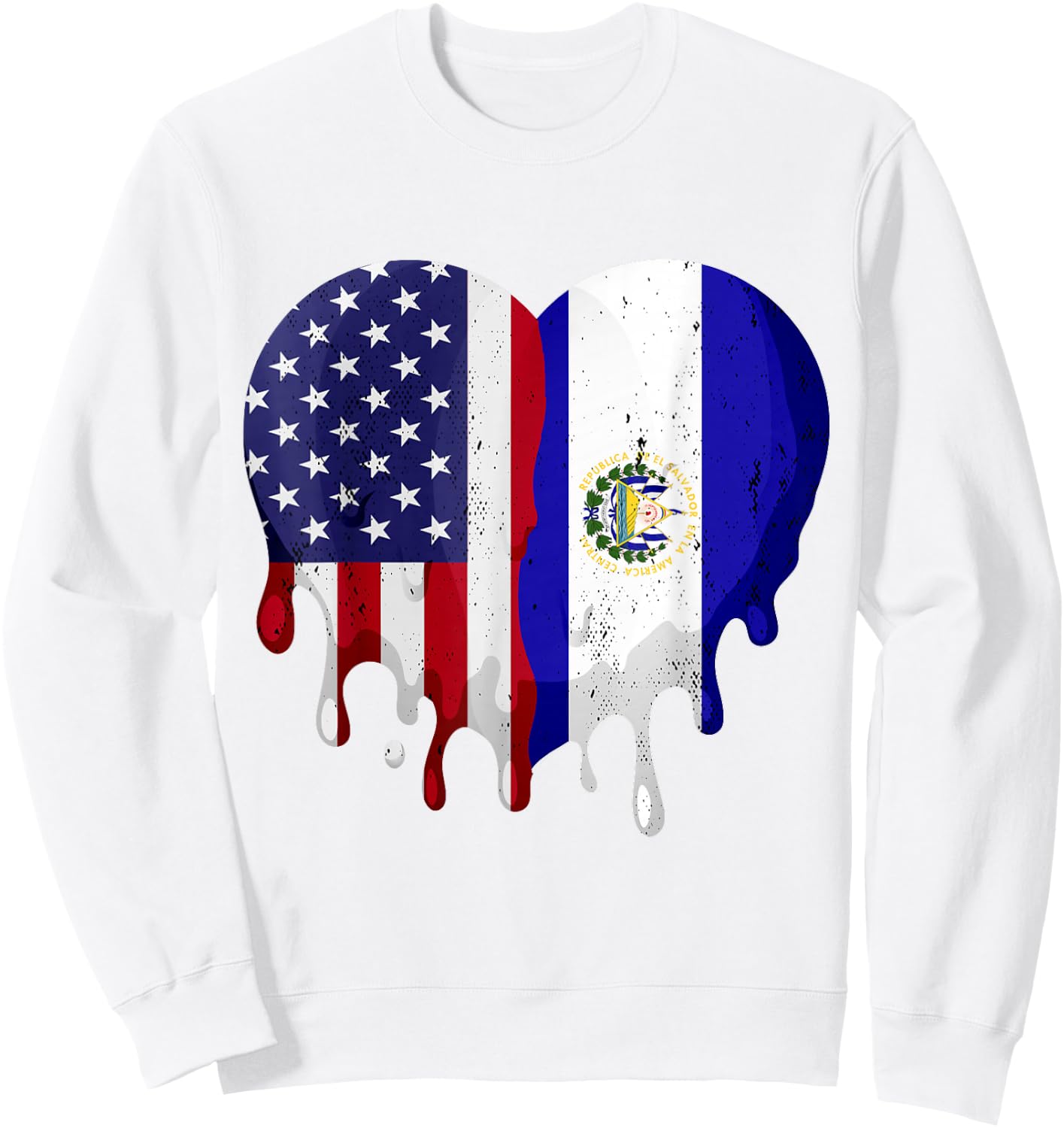 American Salvadoran Hispanic Heritage Month Flag Heart Sweatshirt - Sweatshirt | White