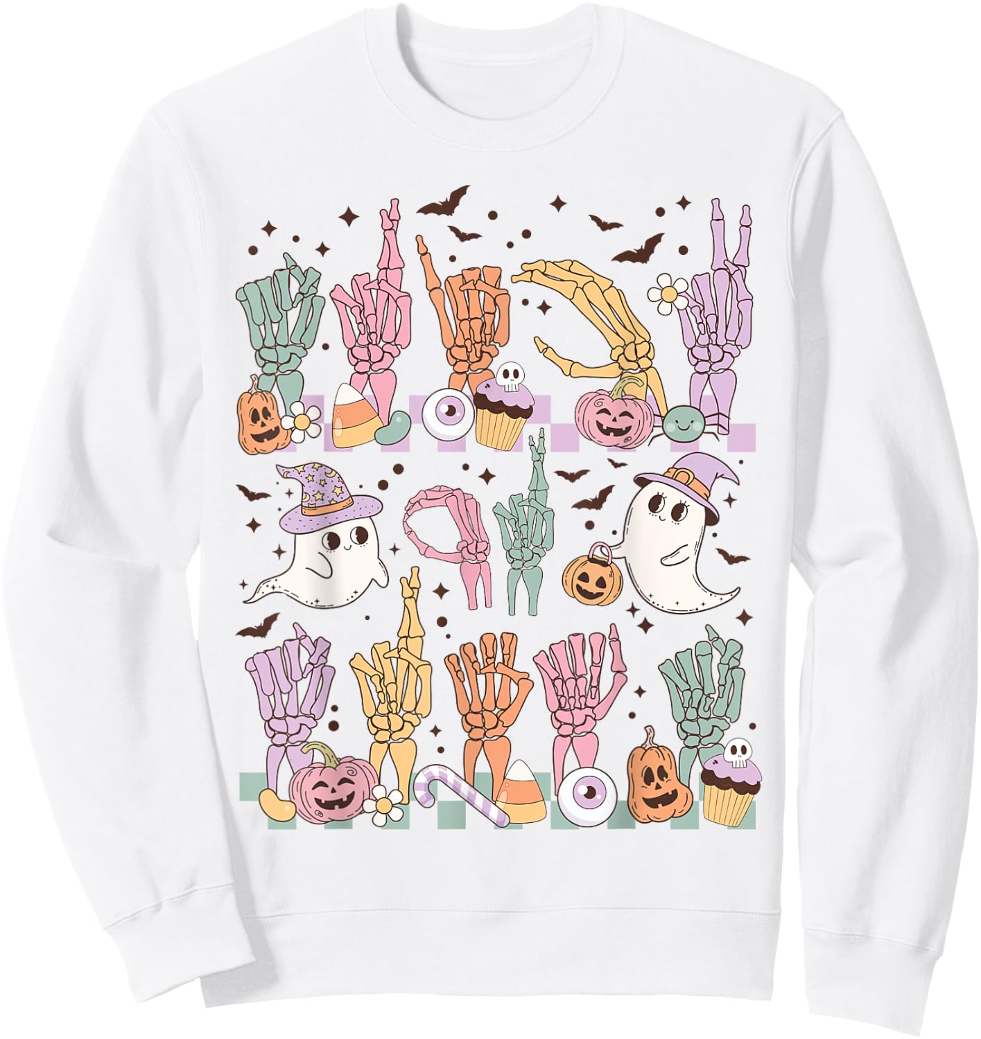 Trick or Treat ASL Hands American Sign Language Halloween Sweatshirt - Sweatshirt | White