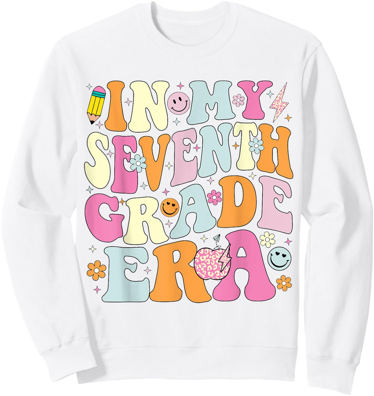 In My Seventh Grade Era 7th Grade Era Teacher Back to School Women Girls Kids Sweatshirt - Sweatshirt | White