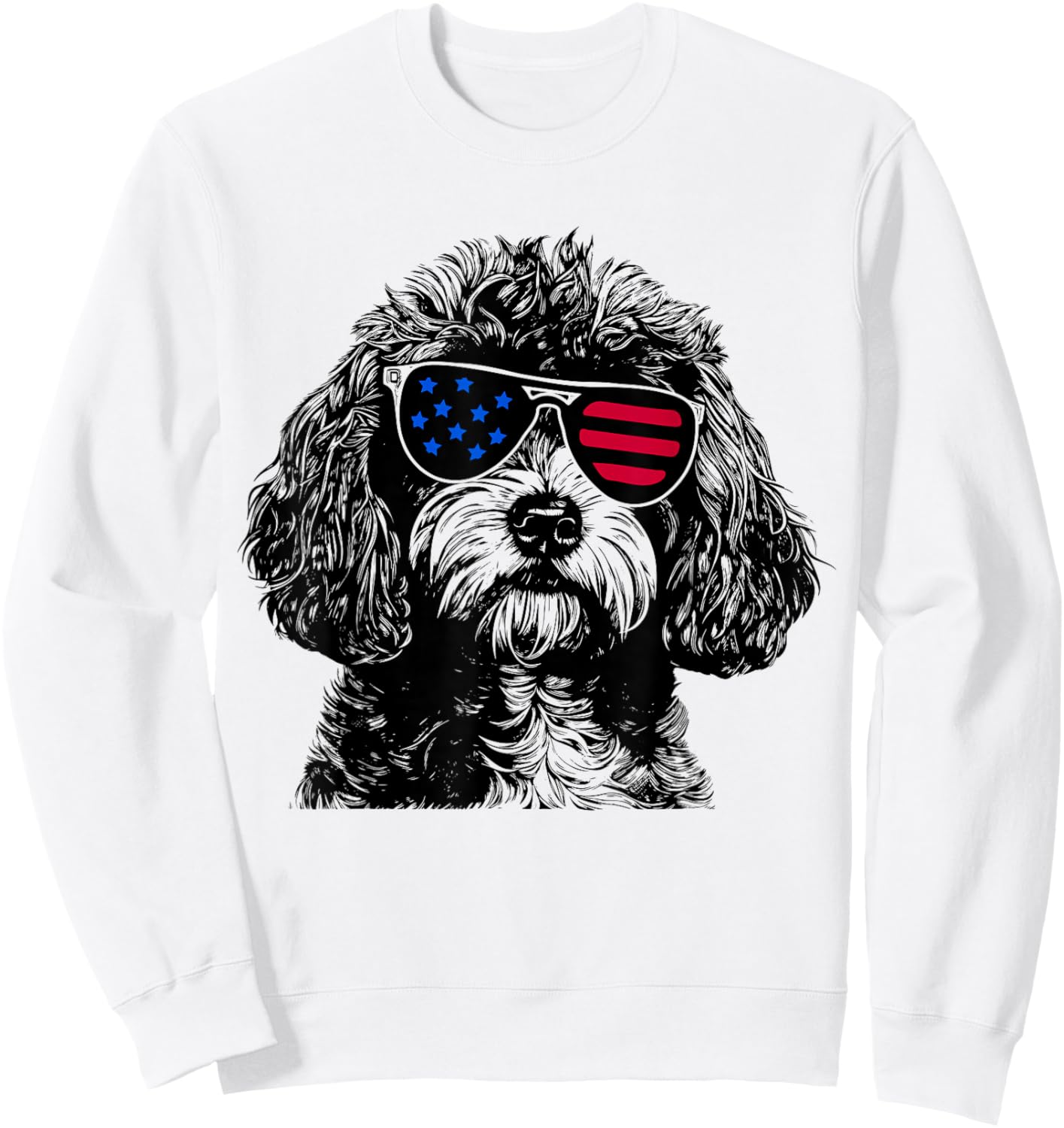 Cavapoo Dog 4th July America USA Flag Sweatshirt - Sweatshirt | White