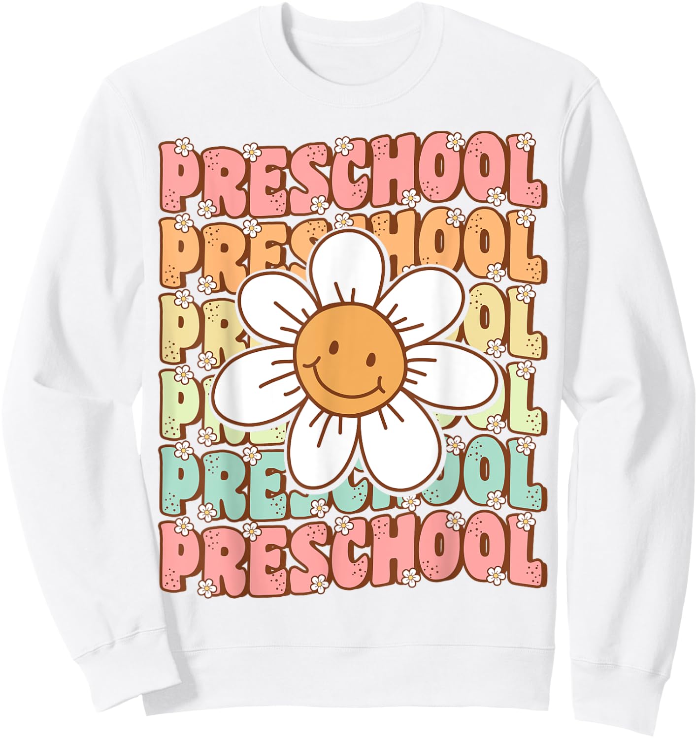 Groovy Preschool Cute Back To School First Day of Pre K Sweatshirt - Sweatshirt | White